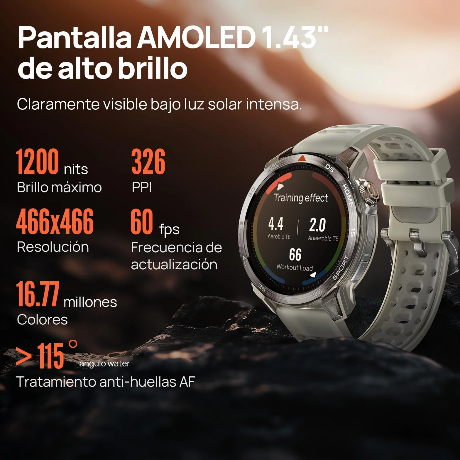 Mibro GS Pro2 Smartwatch Hombre 1,43" Acero Inoxidable GPS Llamadas Bluetooth Impermeable Altitude Brújula iOS Android Beige Claro
