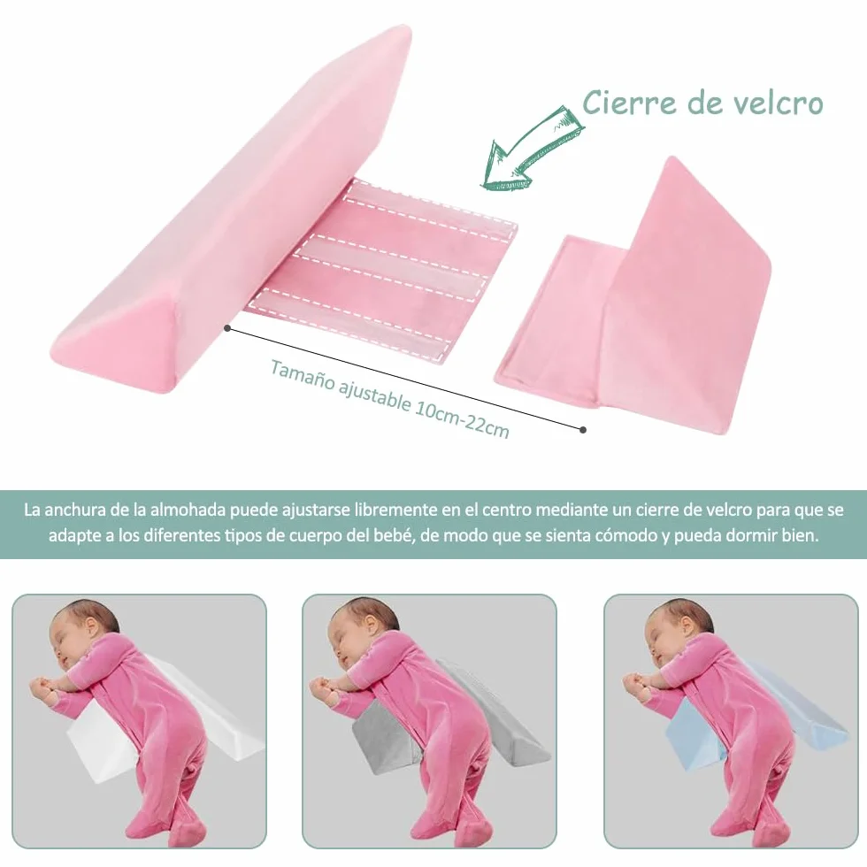 Almohadas para Bebés, Almohada con Funda Extraíble, Almohada de Apoyo Ajustable para Bebés, Almohada para Bebés para el Cochecito o la Cama (Azul1)