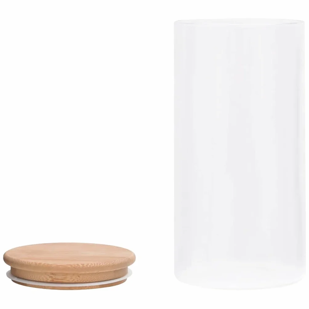 Juego de 4 tarros de almacenamiento de 1200 ml con tapa de bambú – Tarros de almacenamiento para cocina, almacenamiento de cristal