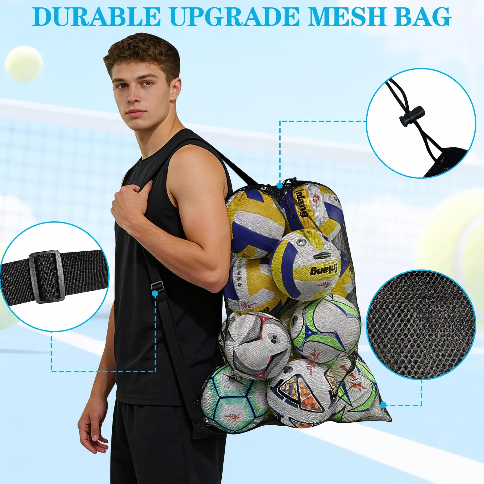 Saco de Pelotas Grande, Bolsa de Almacenamiento para Baloncesto, Soccer, Rugby y Voleibol