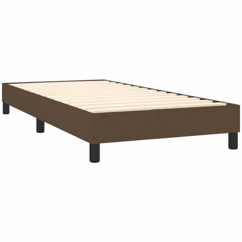 vidaXL Estructura de Cama con Somier, Somier Individual de Listones, Base de Cama Tapizada, Mueble para Dormitorio Hogar, Tela Marrón 90x200 cm