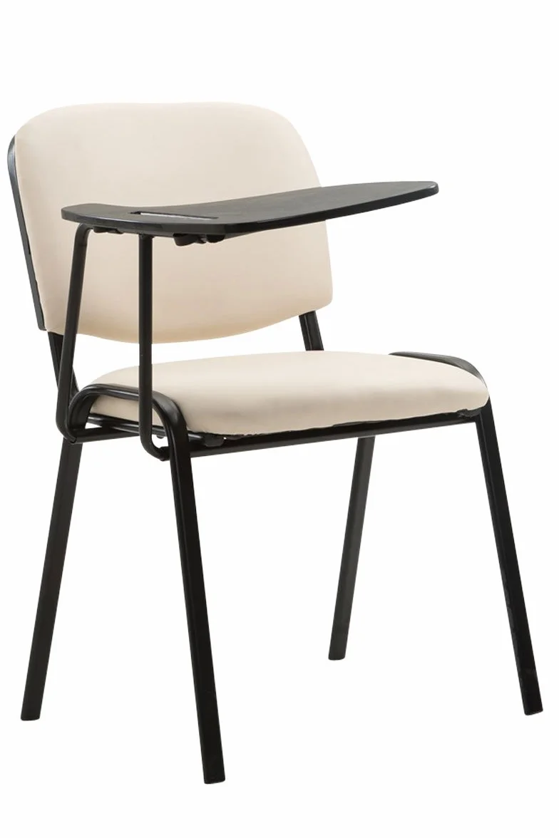 CLP Silla Confidente Ken con Brazo Extensible para Escritura I Silla para Academias con Pala Flexible para Apuntes I Silla de Conferencia Tapiza, Color:Crema