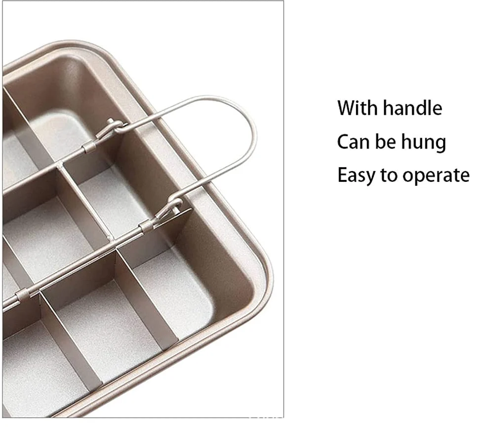Moldes cuadrados para tartas de acero inoxidable con separadores extraíbles, aptos para horno de cocina