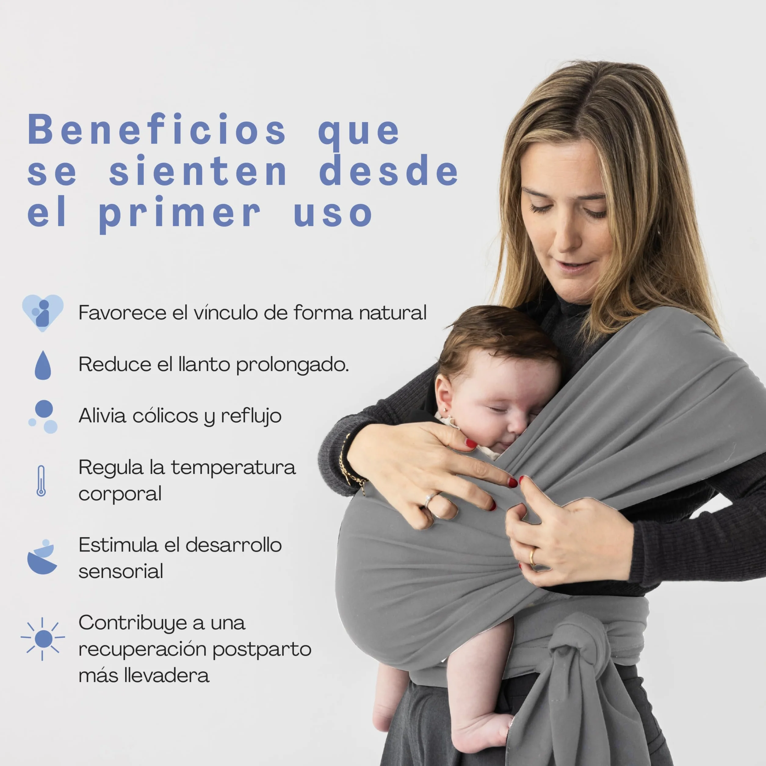 Fular Portabebés Ajustable Elástico Ergonómico Transpirable para Bebés 3.2-12kg