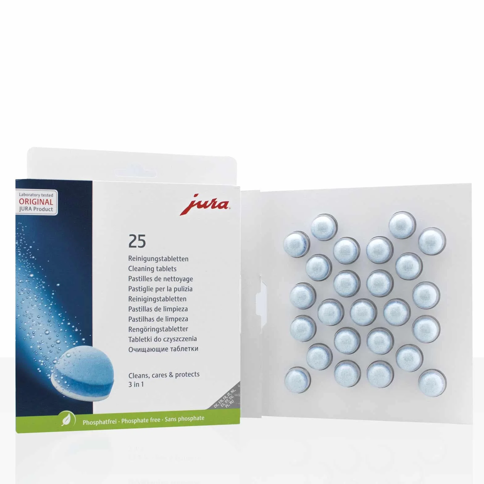 Jura Pastillas de limpieza 3 en 1 para cafeteras automáticas – 25 pastillas (1 unidad)