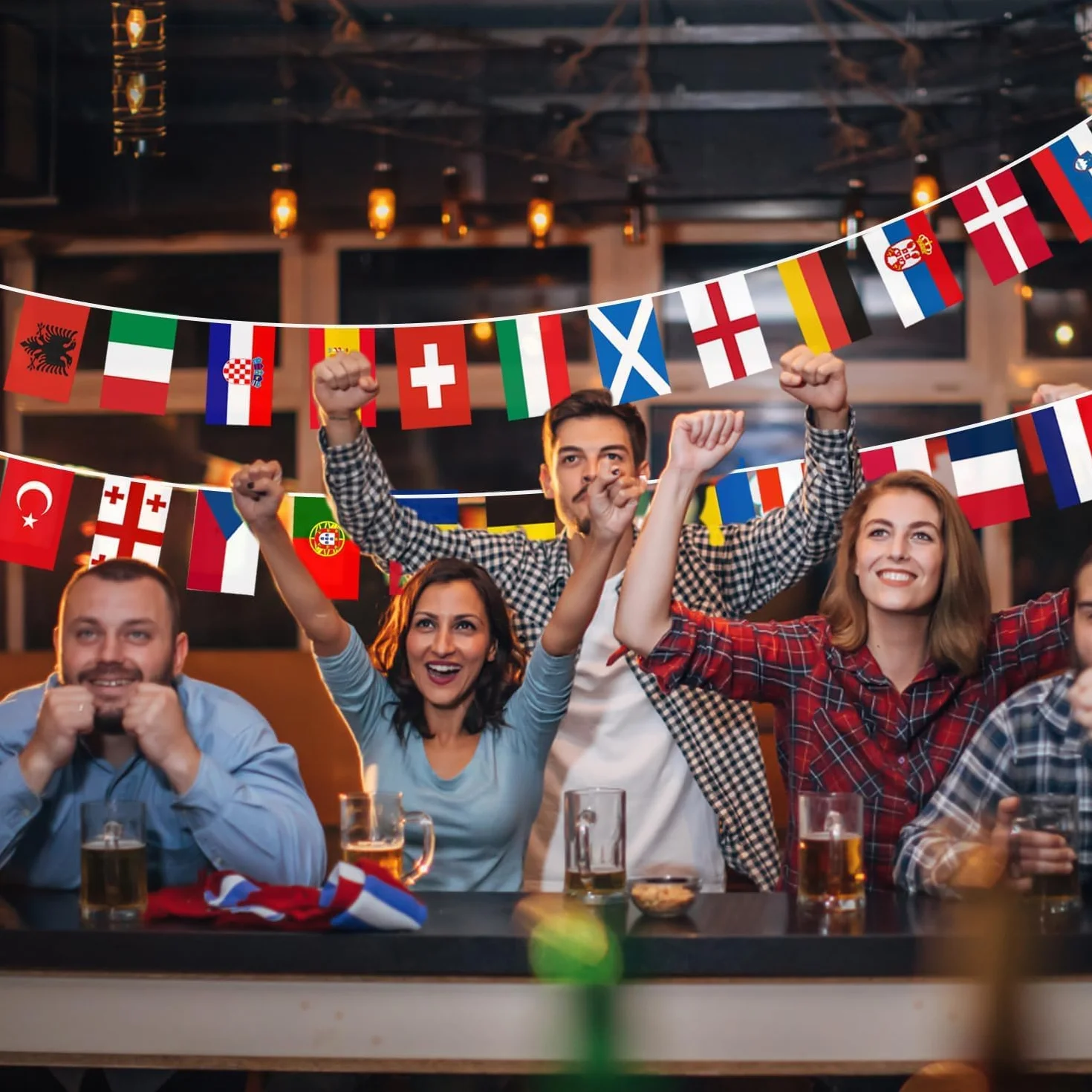 Bandera de Fútbol Europeo Banderines 24 Países Decoración