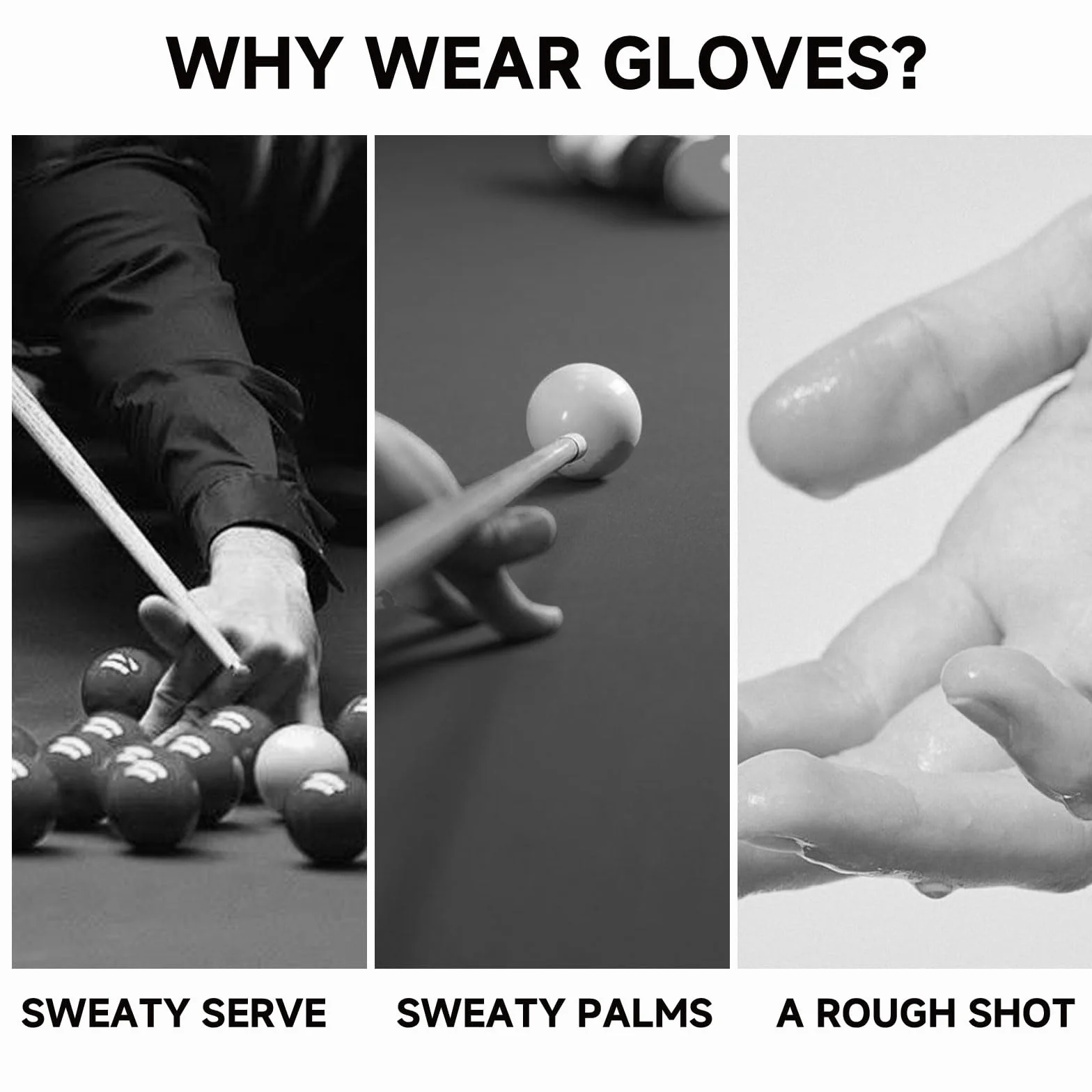 VINZOR Guante de Billar Profesional con Diseño de Calavera, Transpirable, Antideslizante y con Buen Elasticidad para un Control Total, para Jugadores de Billar, Snooker y Pool, Talla Única