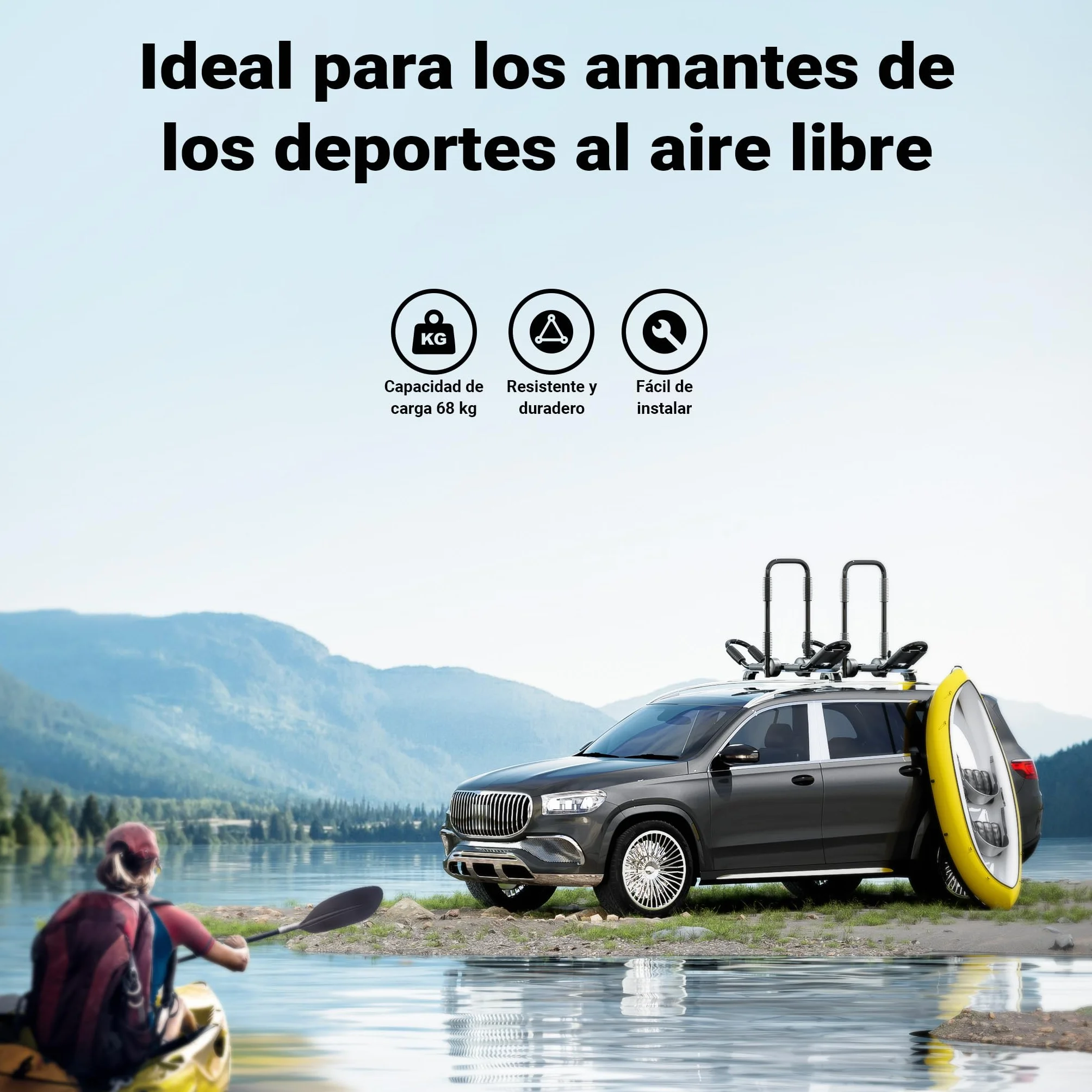 WilTec Soportes Techo para Kayaks Lanchas Canoas Portakayaks con Espuma