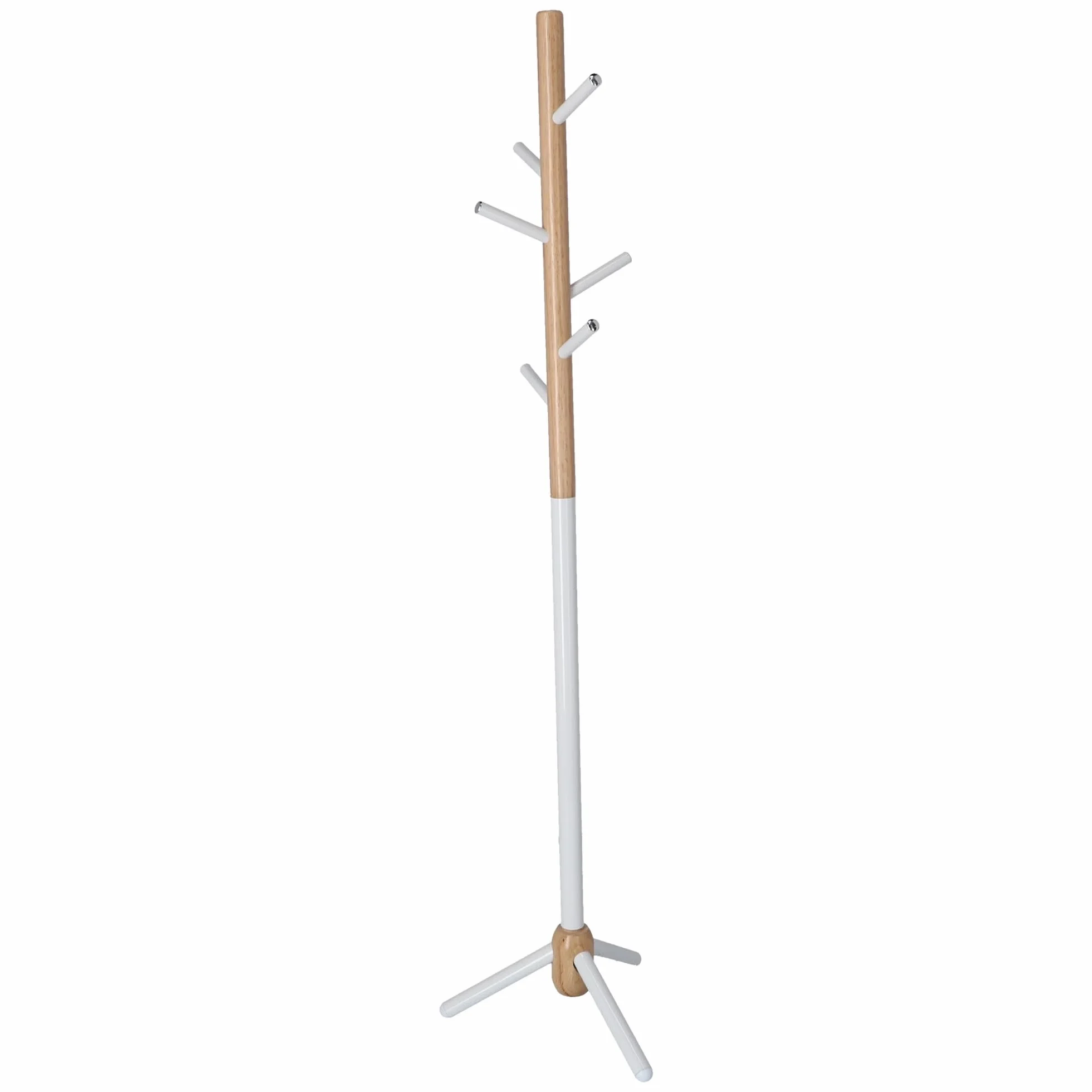 WELL HOME MOBILIARIO & DECORACIÓN Perchero Infantil Half de 6 Perchas, en Metal Blanco y Madera, 28x28x176 cm