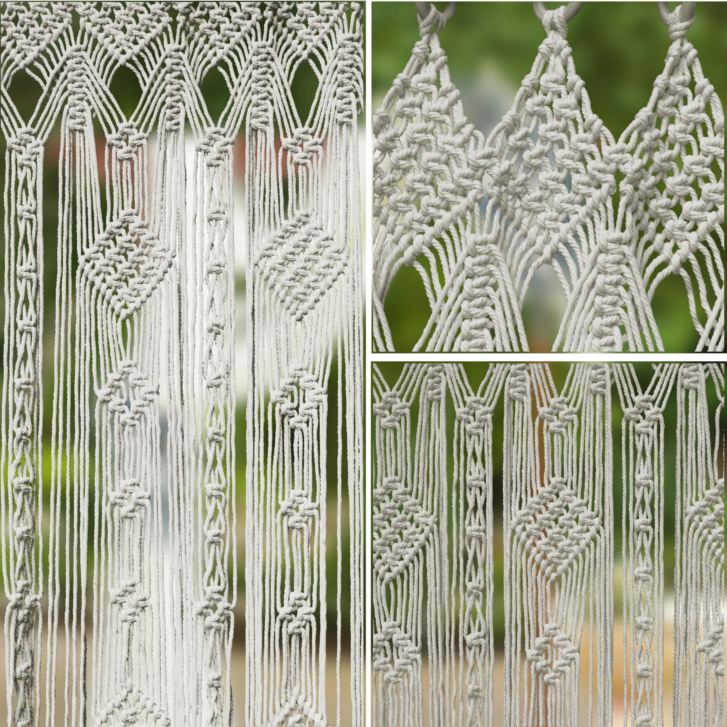 Cortina de macramé bohemia para puerta, hecha a mano, cortina mosquitera para ventana, puertas, cortinas, borlas, puertas, persianas, panel divisor de habitaciones, 35 x 90 x 200 cm