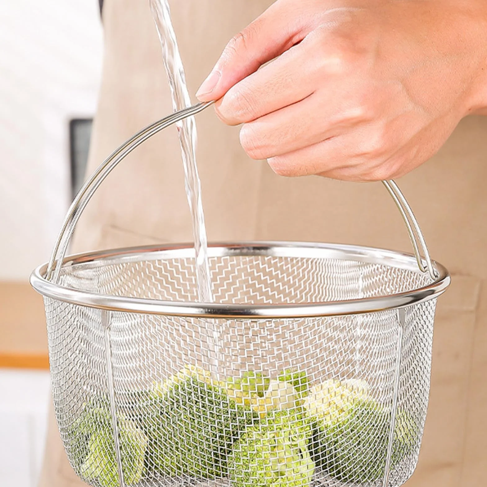 Cesta Vaporera de Acero Inoxidable, Insertos para Cocinar al Vapor, Colador y Filtro para Ollas y Freír