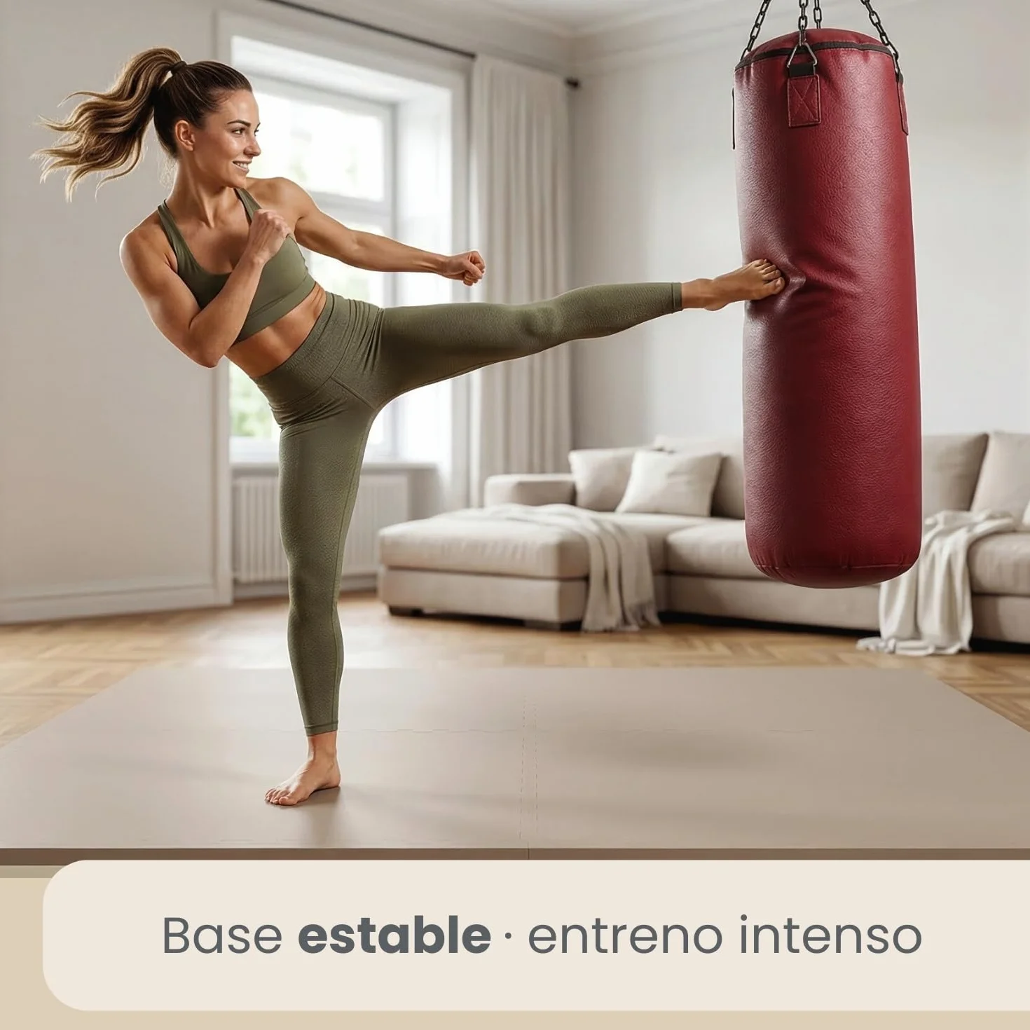 EYEPOWER Set 4 Piezas Suelo de Gimnasio de EVA Esterillas Puzle Cada Pieza 63x63cm Incl Marco 20mm de Grosor Extensible Doble faz