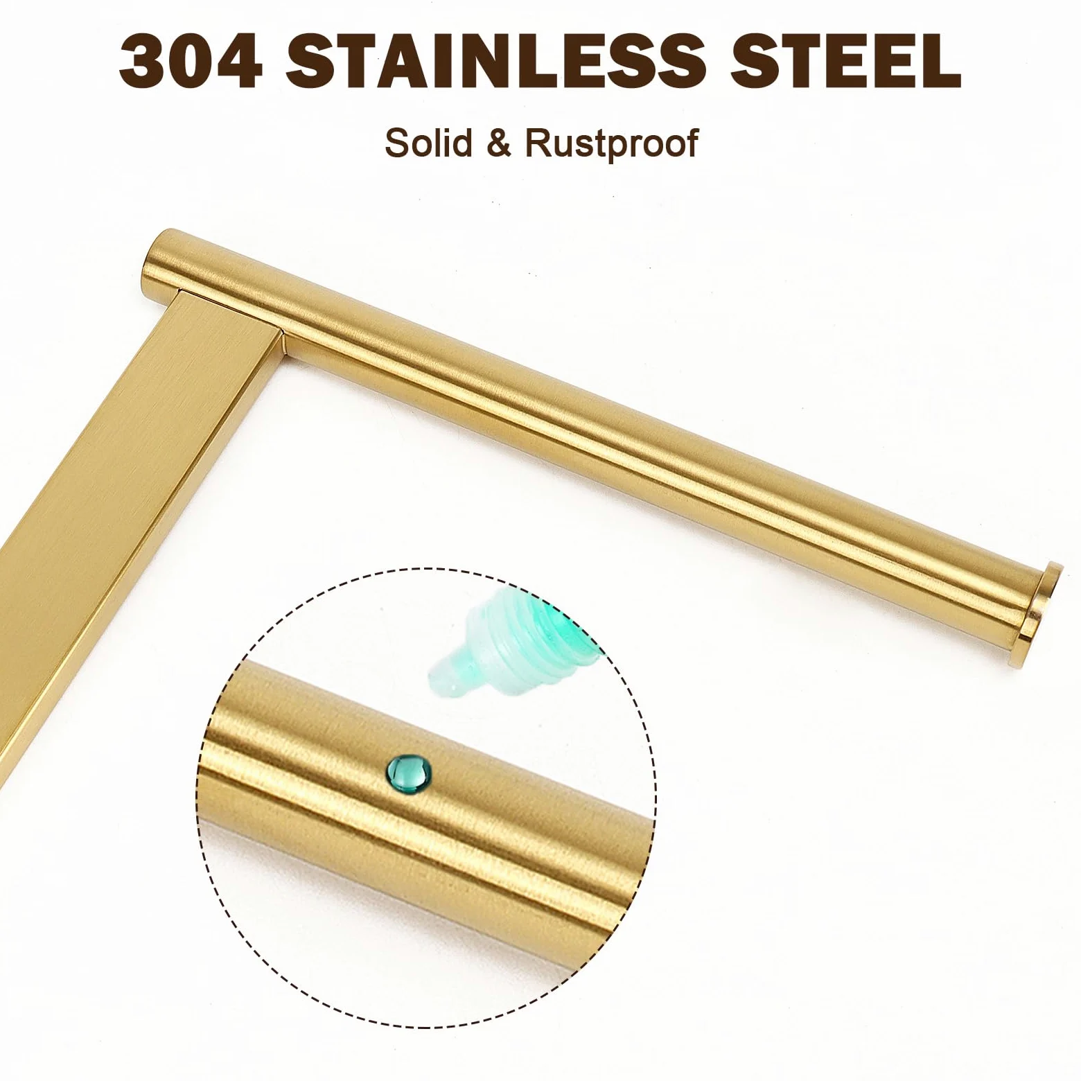Toallero para toallas de mano para baño, toallero de pie en forma de L, organizador de encimera de tocador o cocina, material de acero inoxidable SUS304, base de mármol, dorado