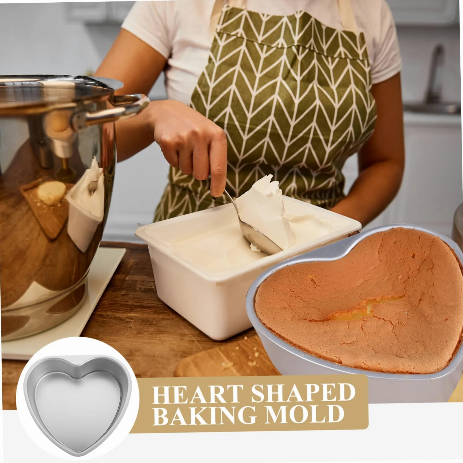 Molde Creativo para Pasteles Forma de Corazón, de Aleación de Aluminio, Fácil de Desmoldar, Adecuado para Reuniones Familiares y Principiantes en Repostería
