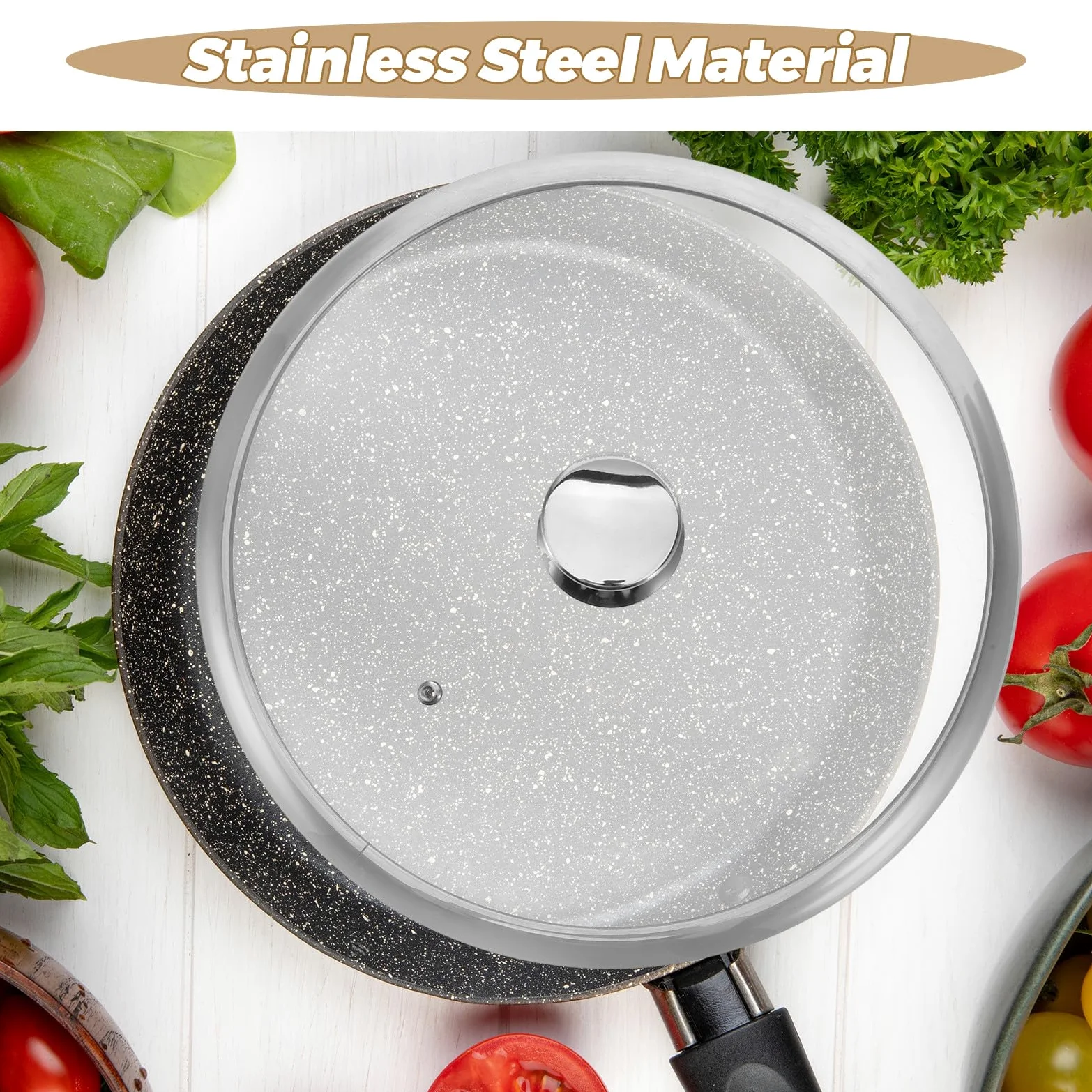 Cubierta de olla y sartén de acero inoxidable de 34 cm, versátil y simple, apta para cocina