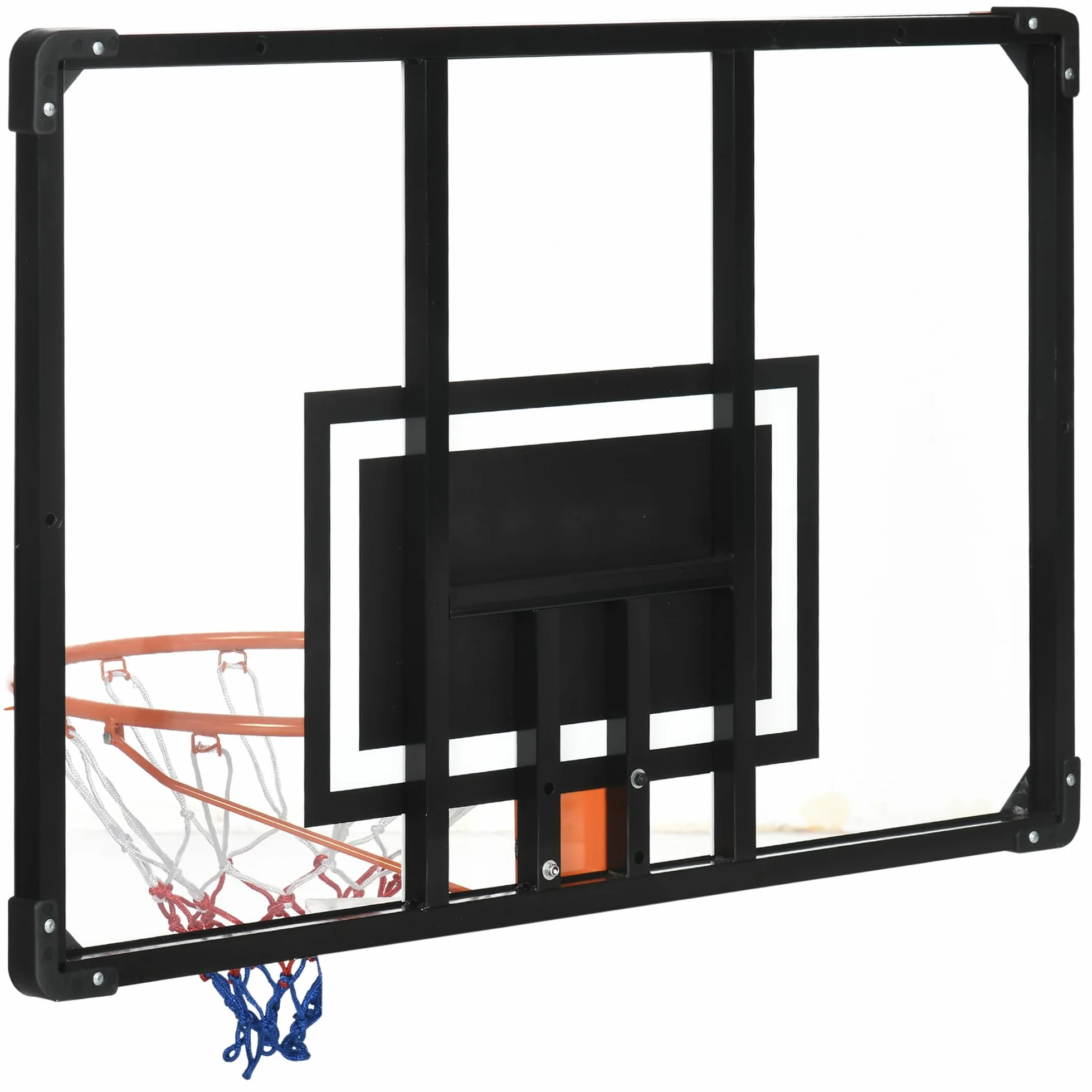 SPORTNOW Canasta de Baloncesto de Pared con Red y Marco de Acero 113x61x73 cm Negro