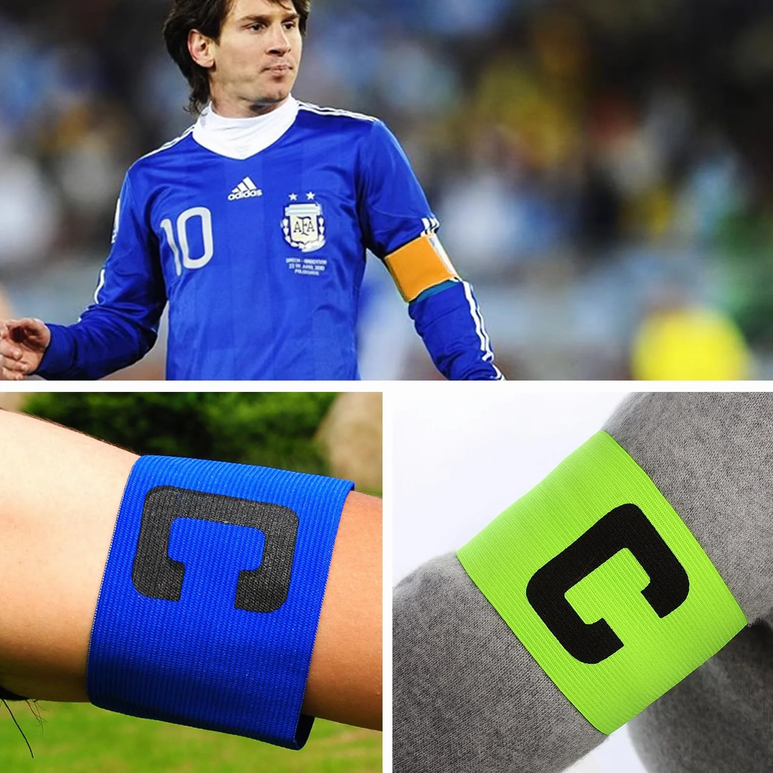 Brazalete de Capitán de Fútbol Multicolor 8 Piezas Ajustable Elástico para Niños Adultos