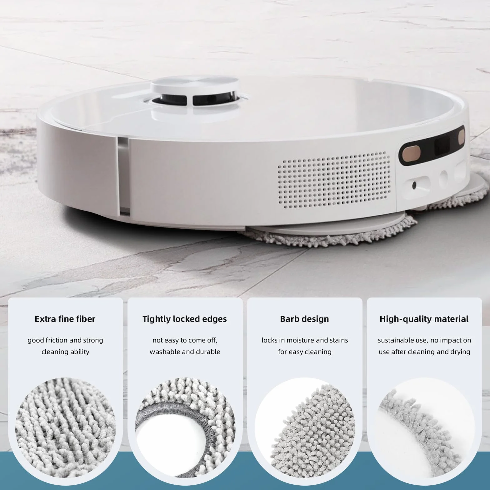 VIEWALL 10 Toallitas para ECOVACS DEEBOT T50 Pro Omni/Gen2/Gen3,T50 MAX Pro,T50 Omni,T30C Omni/Gen2,T30C Pro/Gen2,T30 Pro Omni,T30 Omni,T30S Pro/Combo Aspiradora,Microfibra Mejorada y Reutilizable