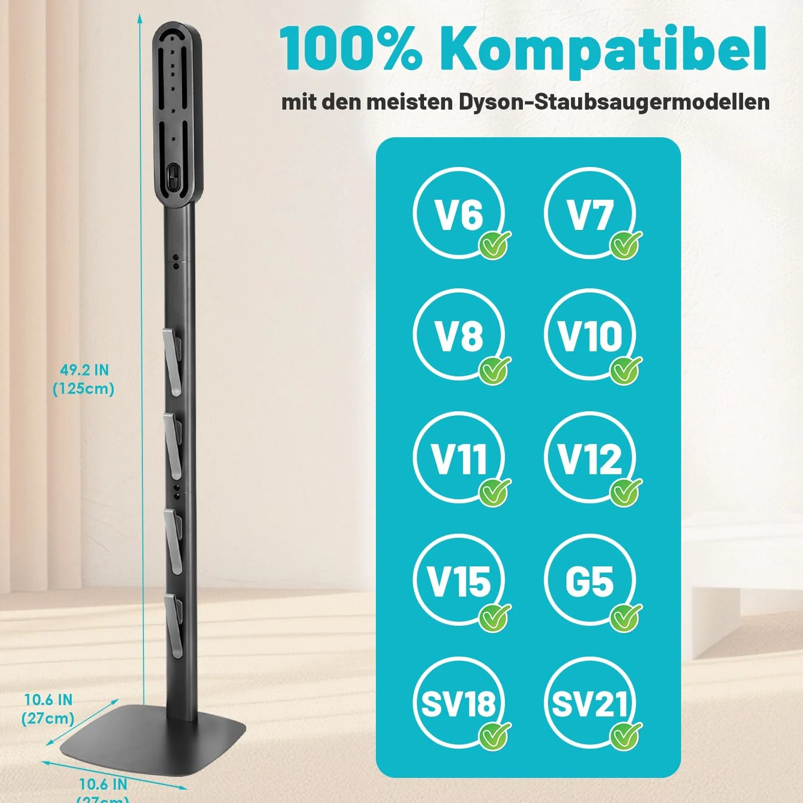 Kukikan Soporte para aspiradora Dyson Gen5 V15 V12 V11 V10 V8 V7 V6, sin taladrar, estación de carga, ahorro de espacio, almacenamiento y organización