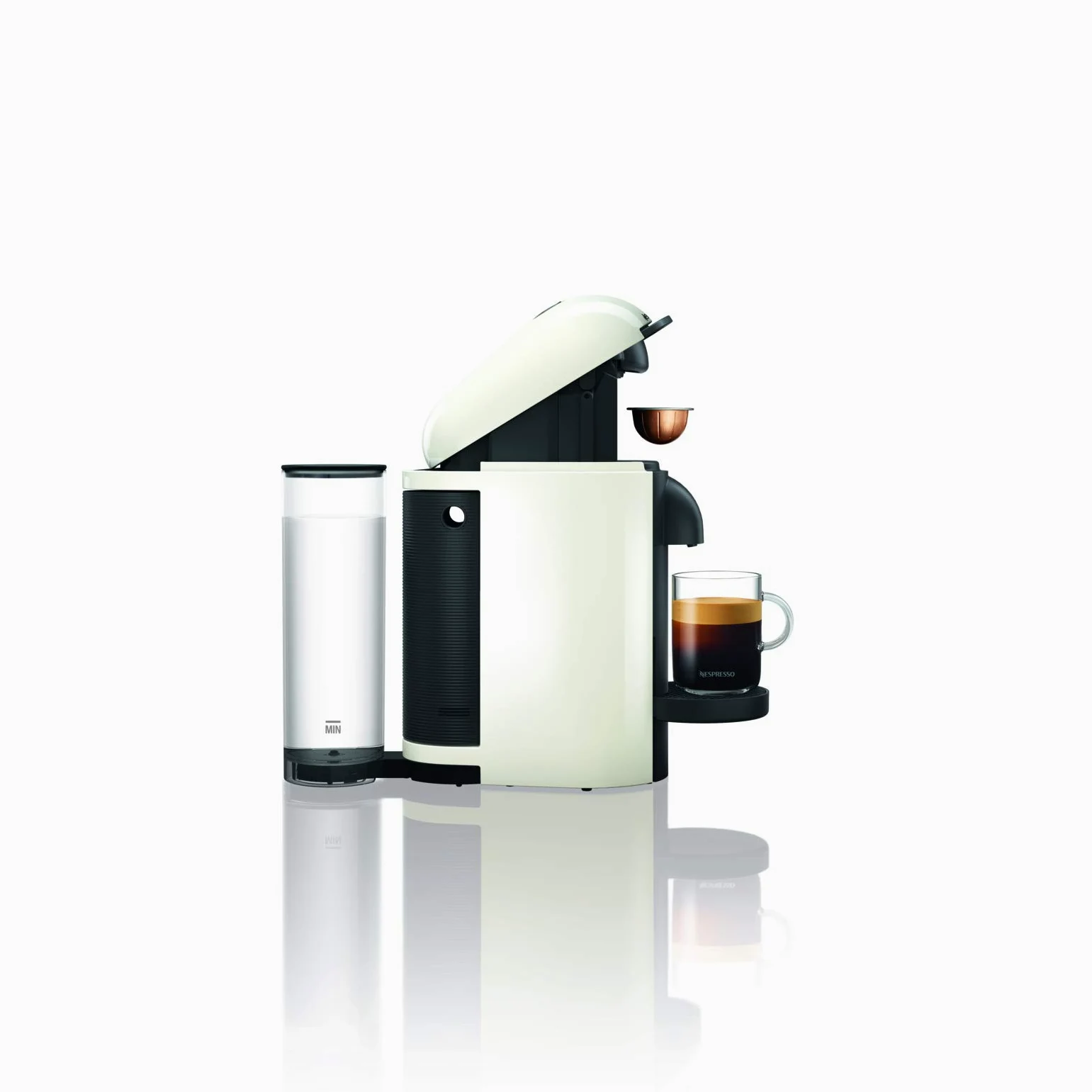 Krups Nespresso Vertuo Plus Independiente - Cafetera (Independiente, Cafetera de filtro, 1,2 L, Cápsula de café, 1260 W, Blanco)