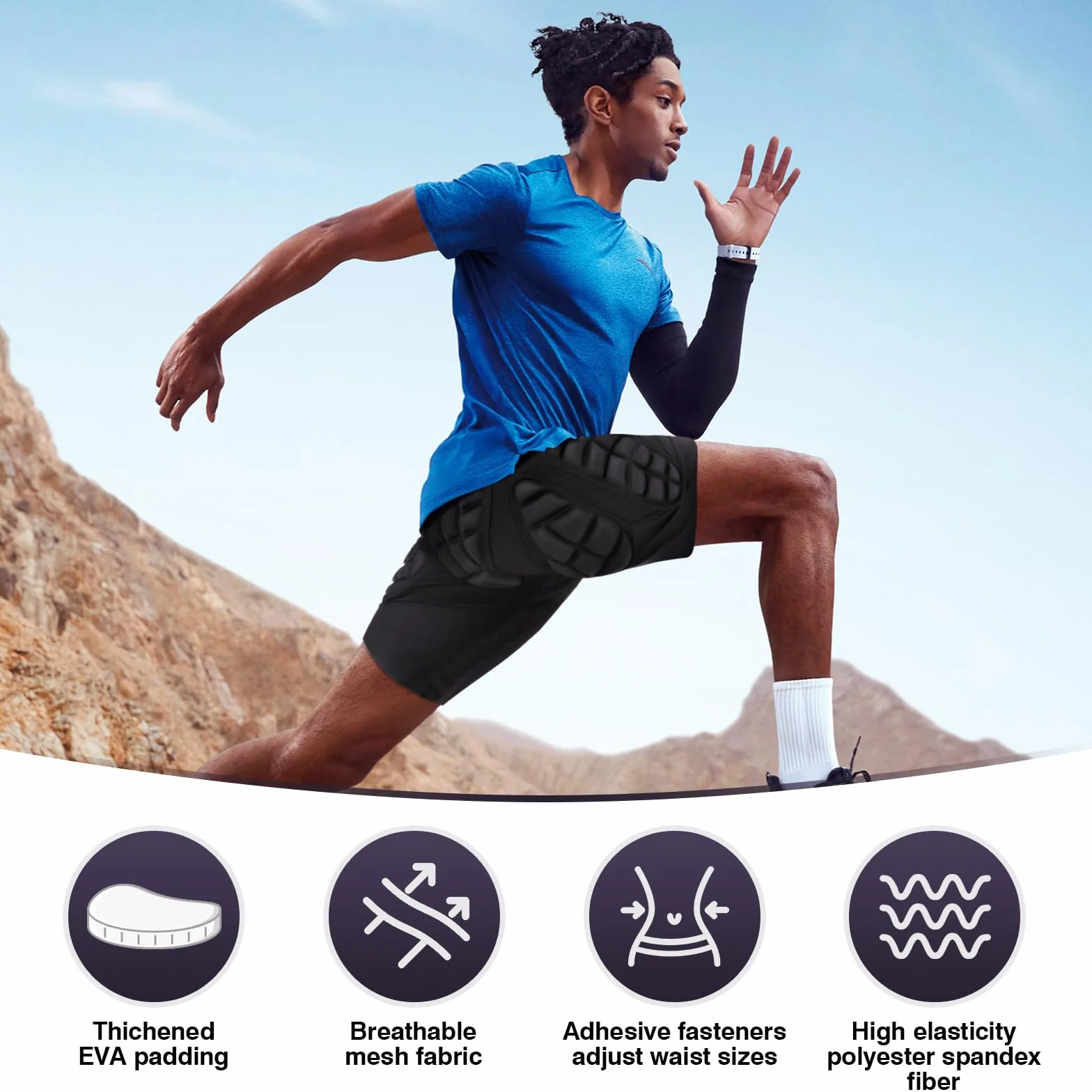 TOMSHOO Pantalones Cortos Acolchados 3D, Protección Cadera para Esquí