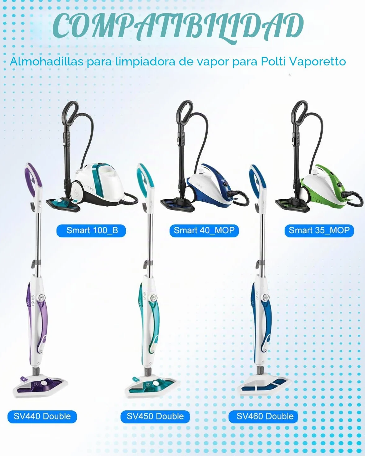 KEEPOW 5 Paños para Polti Vaporetto SV440 Double, Vaporetto Smart 120, Smart 100 T, SV450, SV460, Paños de Microfibra Lavables Compatible con Polti PAEU0332 para Todo Tipo de Superficies
