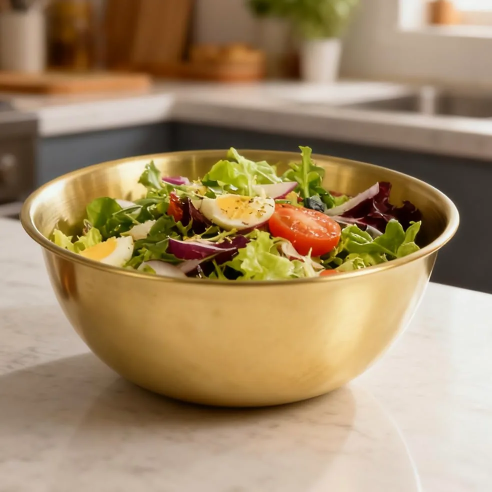 8 Piezas Cuenco Dorado 17 cm de Acero Inoxidable Cuenco Ensalada Dorado Cuencos Apilables Acero Inoxidable Dorados Cuencos de Cocina para Ensalada Sopa Arroz Fideos Ramen Fruta (17 x 7 cm)