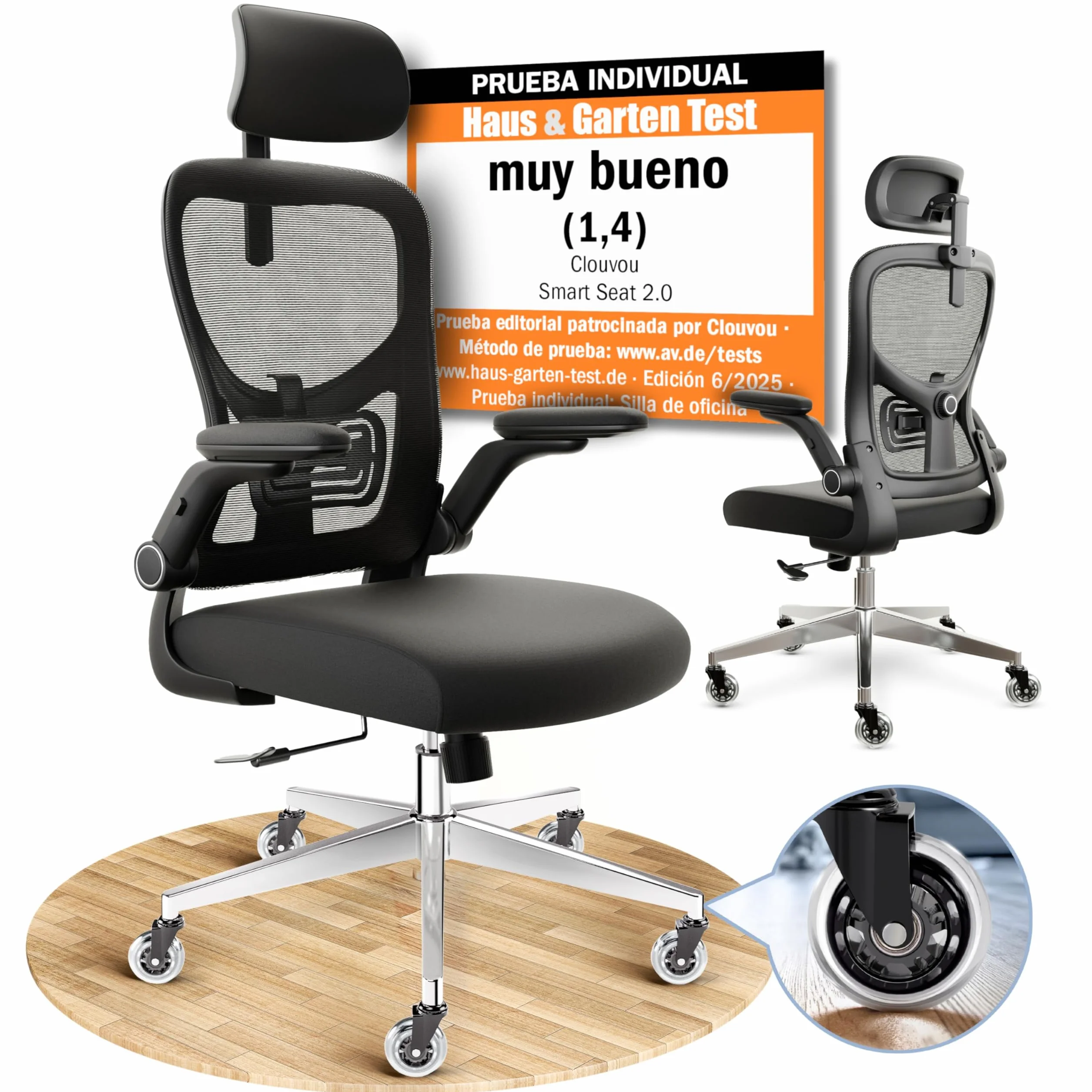 CLOUVOU SmartSeat Silla ergonómica de escitório [GANADORA DE PUREBAS] Silla de Oficina para Gamers Ajustable al 100%, giratoria, cómoda y Resistente hasta 150 kg | Ideal para Trabajo y Estudio