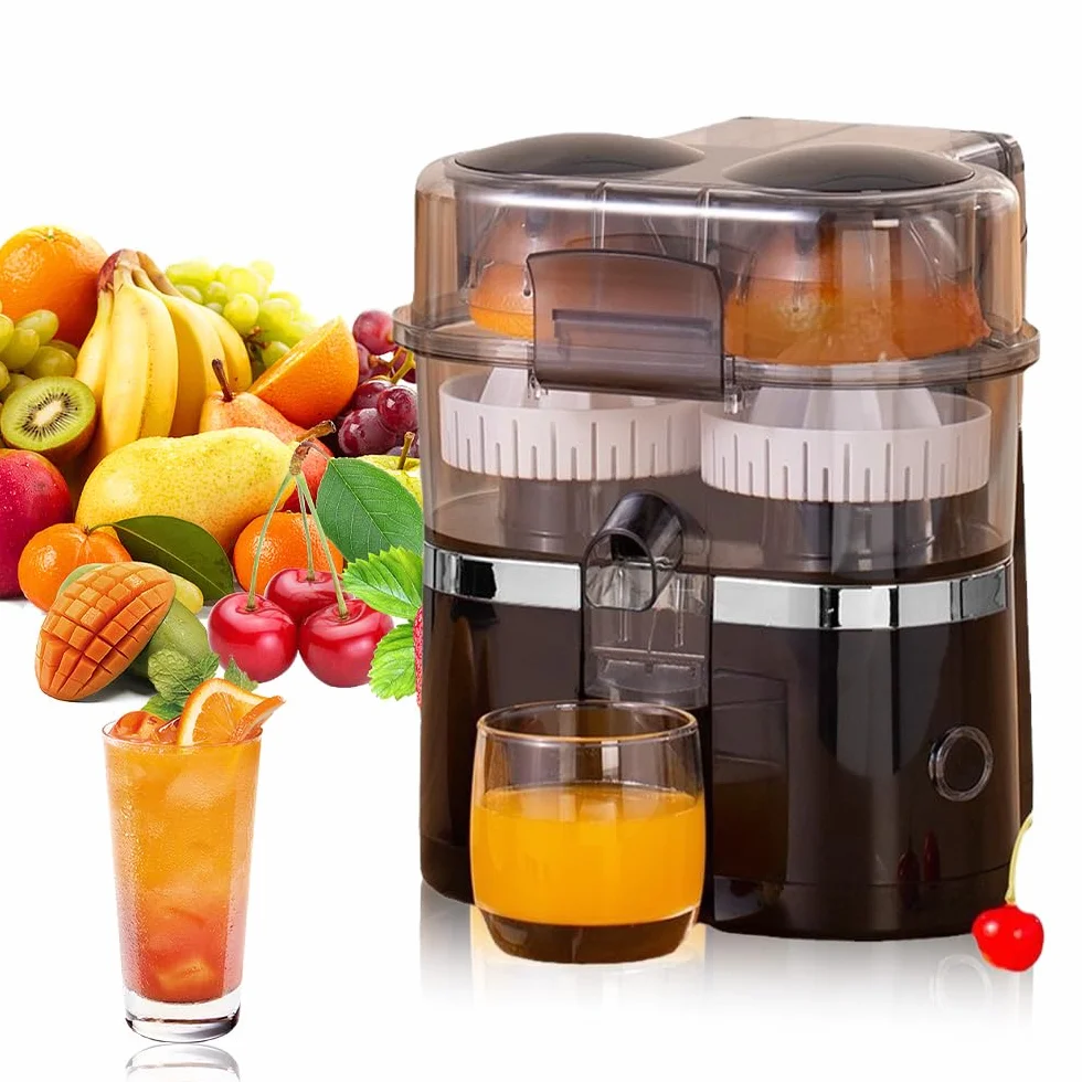 Prensa de cítricos eléctricos, 100 W Presor Cítrico Eléctrico (Gris) | Doble Cabeza y Cortador Juicer Naranja Máquina,Jugo de Fruta De Naranja Automático,Lavavajillas Lavadoras