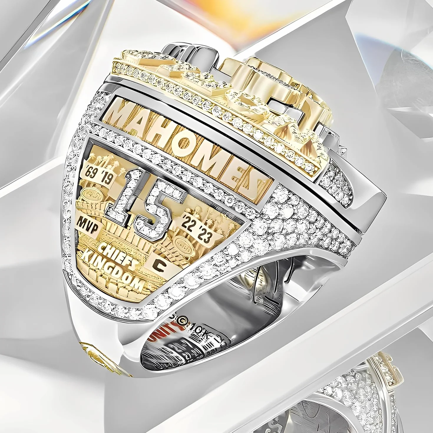 Anillo Campeonato KC 2024 – Anillo MVP Rugby, Recuerdo del 58º Super Bowl, Regalo para Hombres, Padres, Amigos, Fans de los Chiefs & Amantes del Fútbol