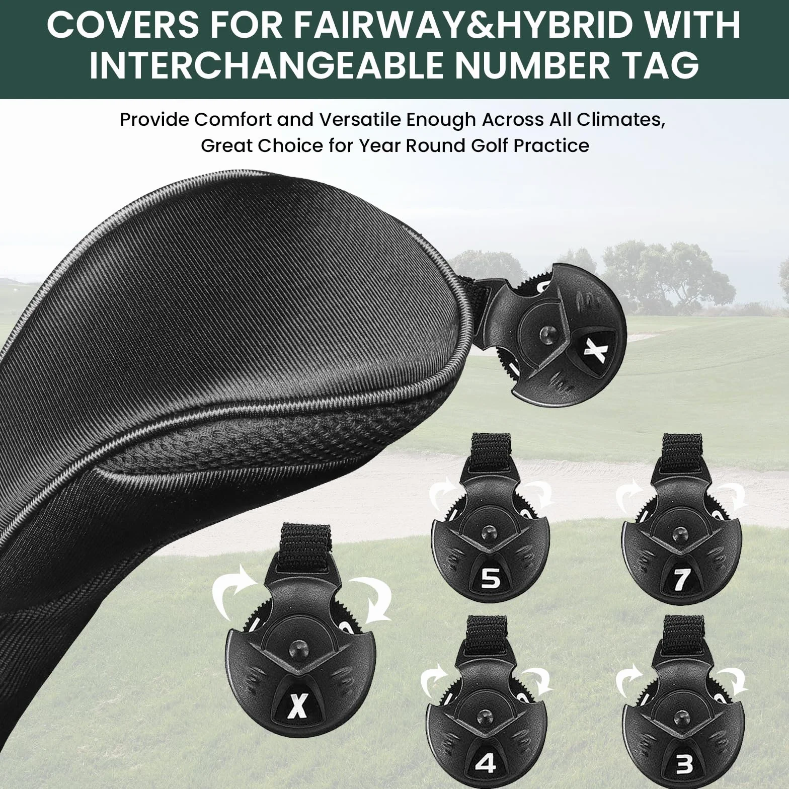 Fundas de madera para cabeza de golf Fairway Woods híbridos 3 4 5 6 7 con etiquetas intercambiables