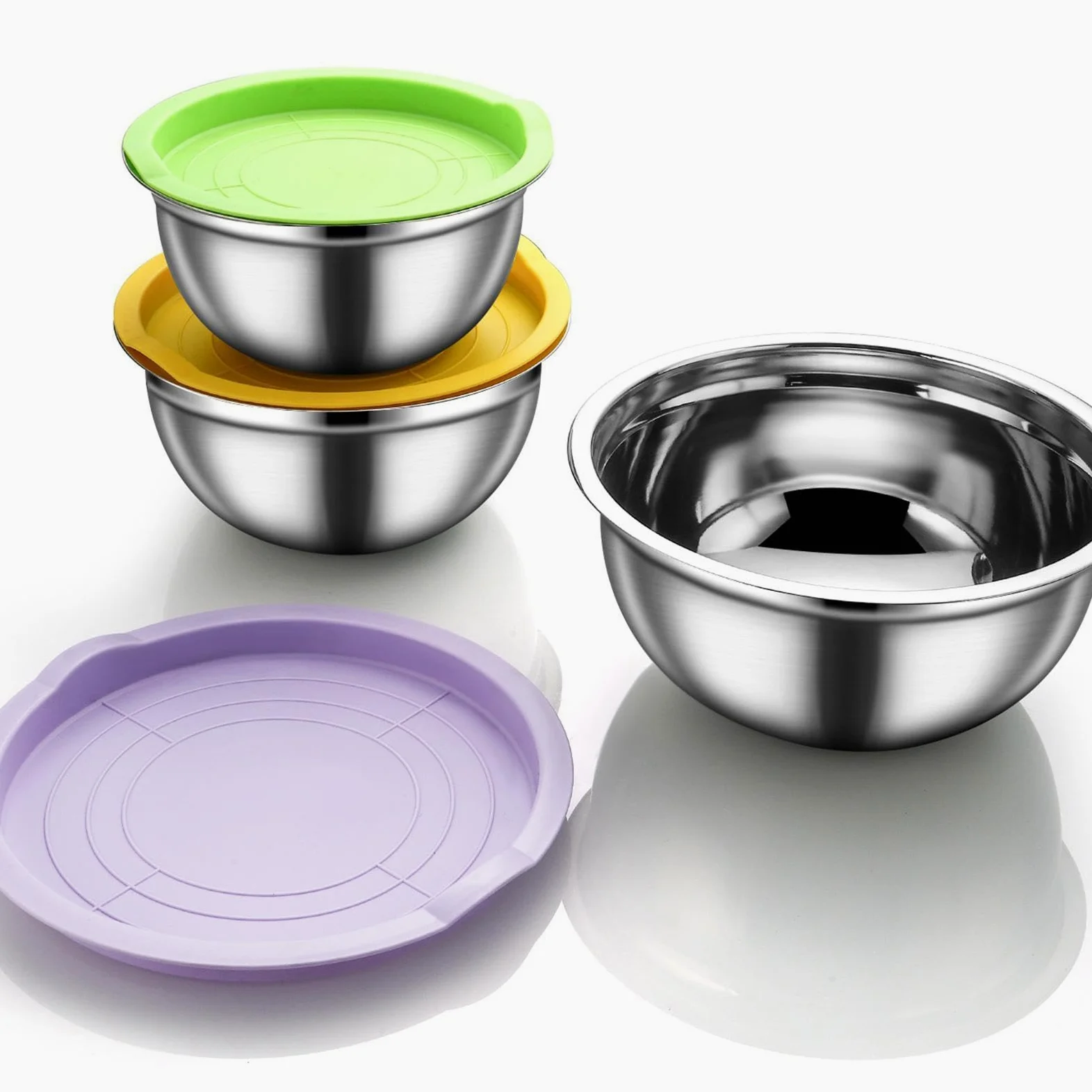 Bol para Mezclar con Tapa Juego De 3, Antideslizante Y Apto Para | Organizador De Alimentos Con Tapa para Salsas, Cereales, Snacks, Huevos, Aderezos, Verduras, Masa