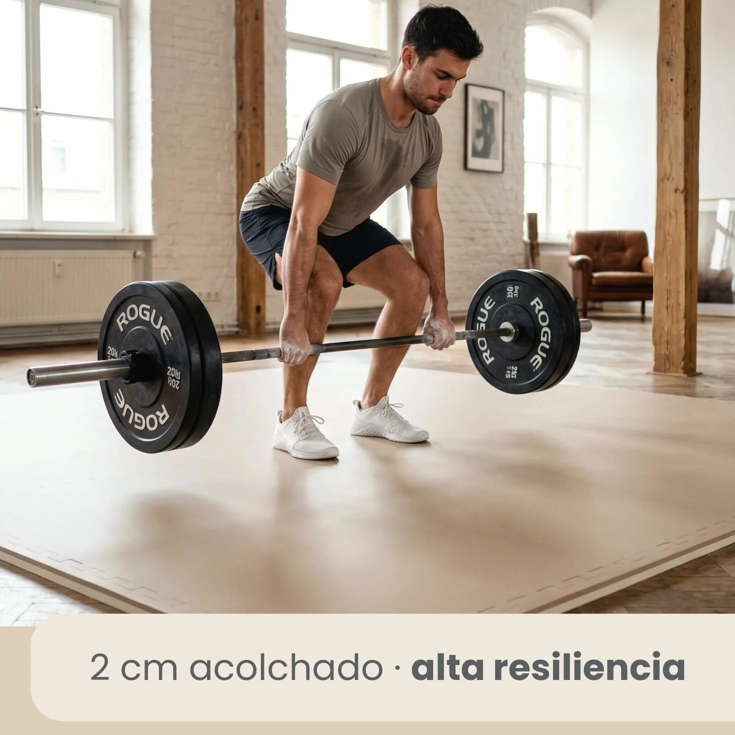 EYEPOWER Set 4 Piezas Suelo de Gimnasio de EVA Esterillas Puzle Cada Pieza 63x63cm Incl Marco 20mm de Grosor Extensible Doble faz