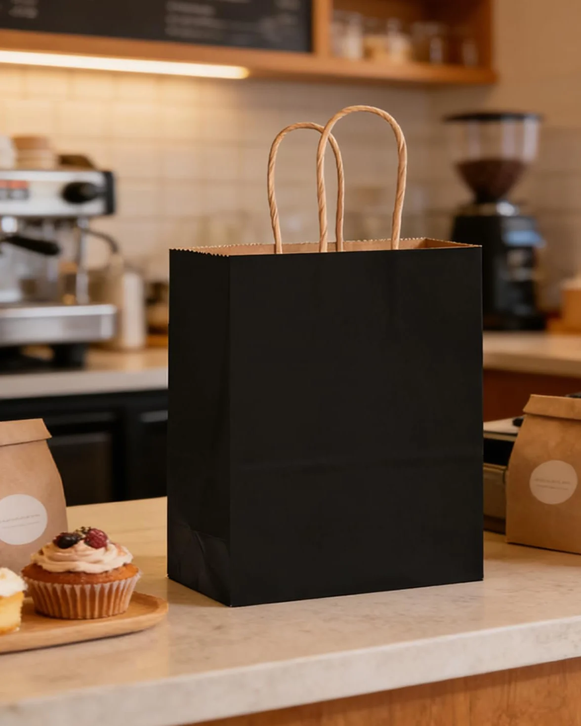 Gcardist 50 piezas Bolsas de regalo de papel negro de tamaño mediano con asas – 27 x 21 x 11 cm – Bolsas para fiestas, bolsas de regalo para múltiples usos