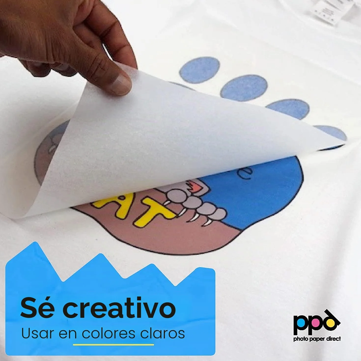 PPD A4 x 5 Hojas de Papel de Transferencia Térmica Para Camisetas, Mascarillas y Tejidos Claros - Para Impresora de Inyección de Tinta Inkjet - PPD-1-5