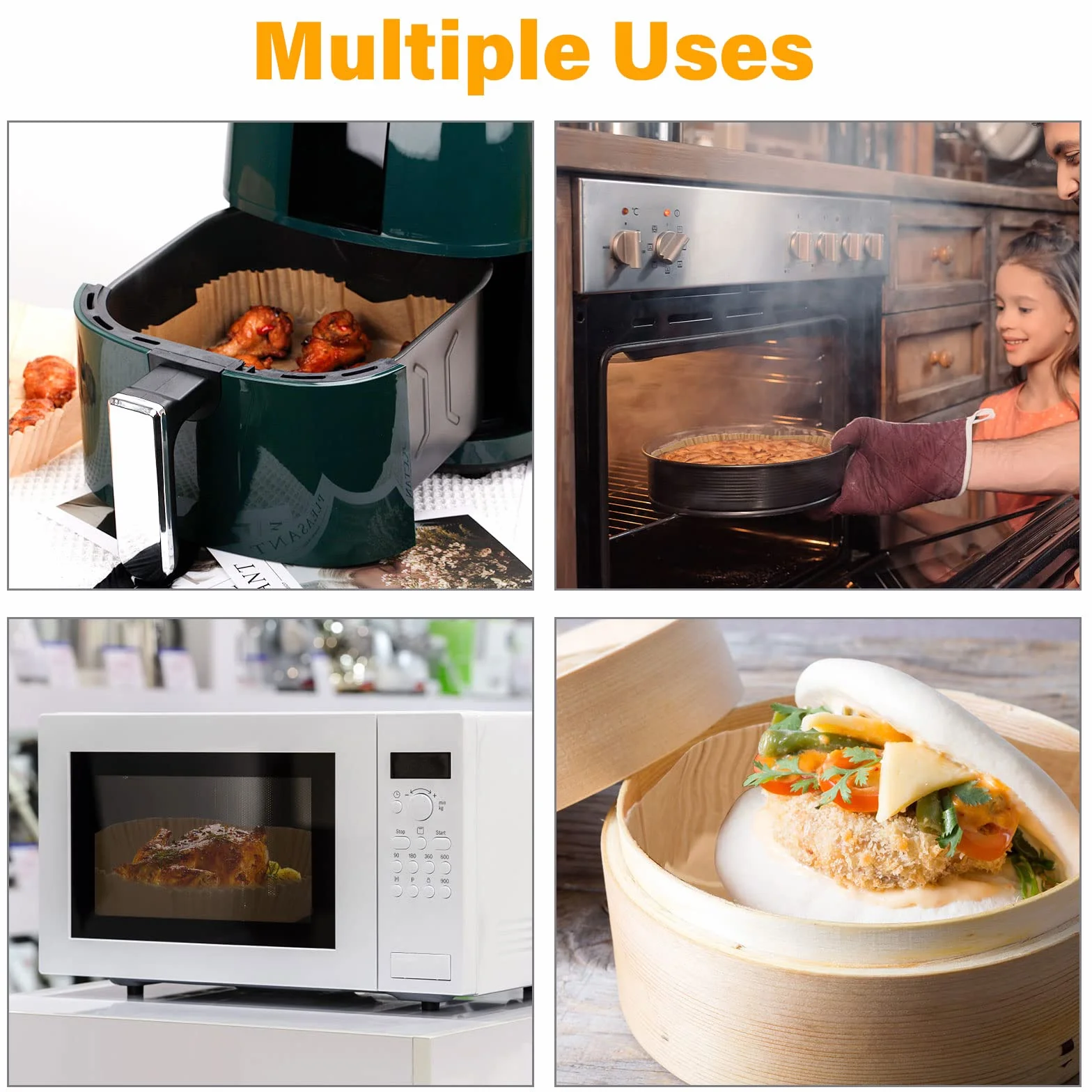 20-24cm Papel Freidora Aire, 200 Piezas Papel Air Fryer Cuadrado, Antiadherente Desechable Papel Horno Freidora Aire, Forro Papel Pergamino para Freidora Aire Cosori Cecotec 5.5L 6L