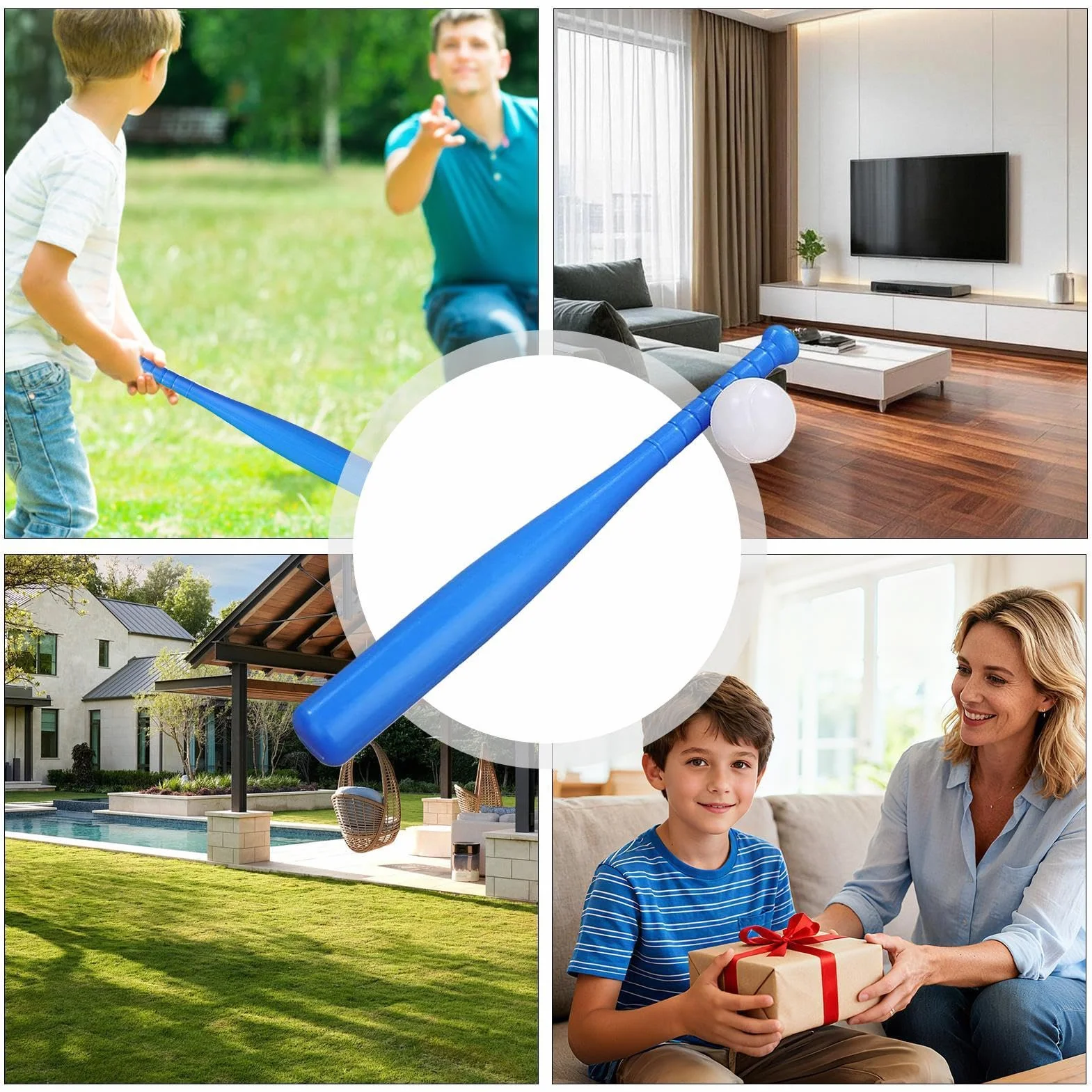 Bate de Béisbol para Niños de PVC - Juego de Pelota Interior Exterior Jardín