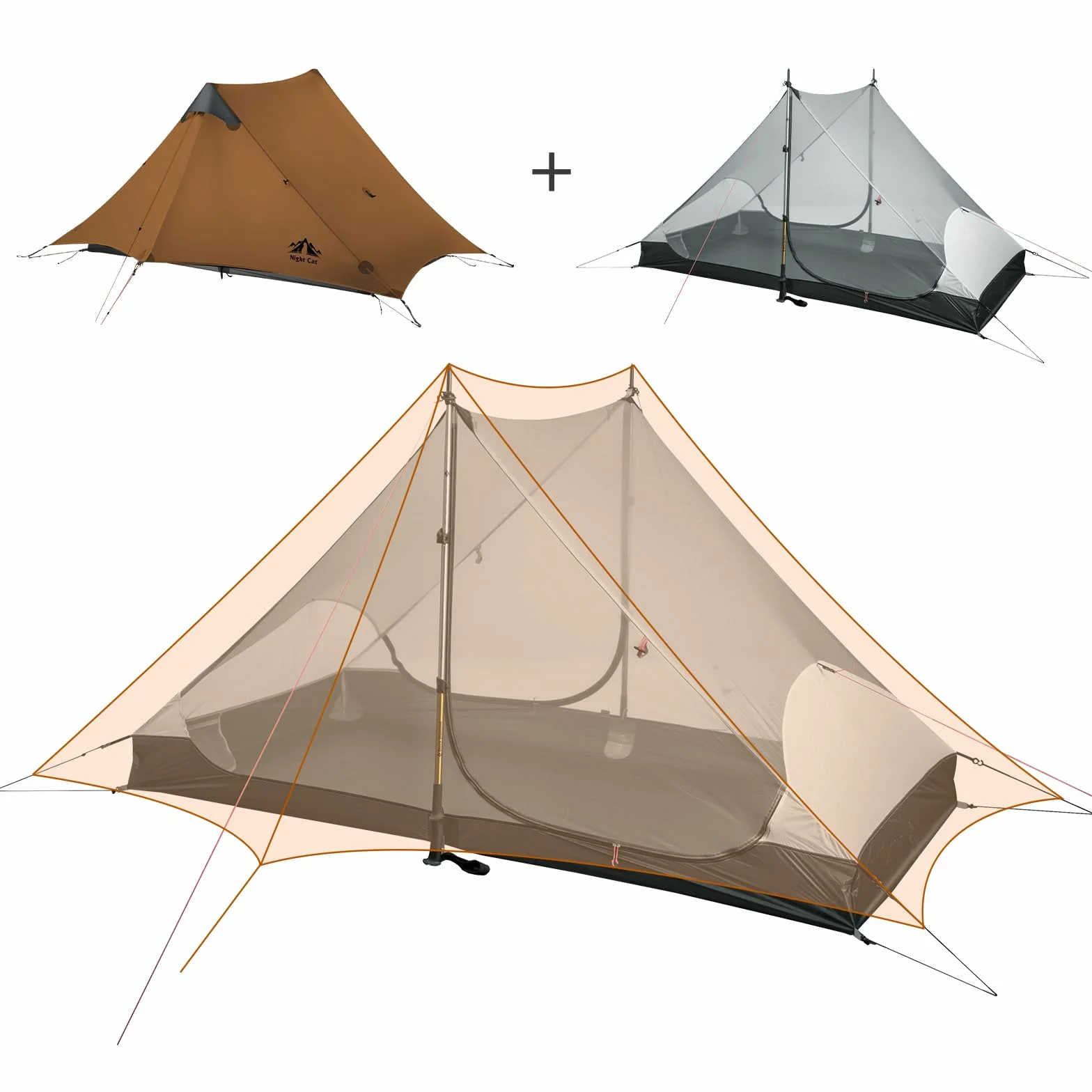Night Cat Tienda Ultraligero 1 Persona Impermeable Campaña Mochileros Senderismo Camping