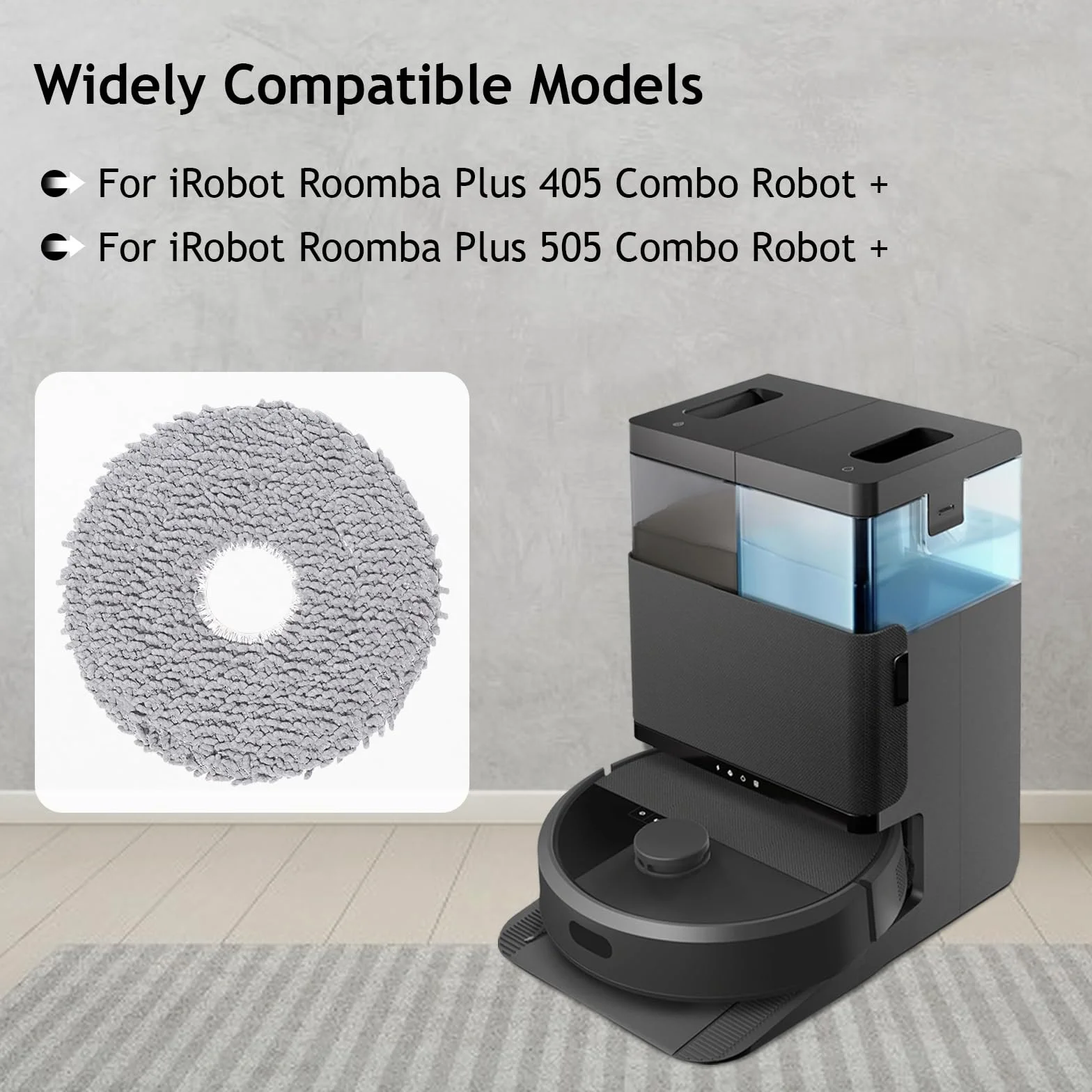 Accesorios de paño de fregona para iRobot Roomba Plus 405 Combo Robot + / 505 Combo Robot + de Repuesto de Robot Aspirador, ​​paño de Microfibra Suave -6pcs
