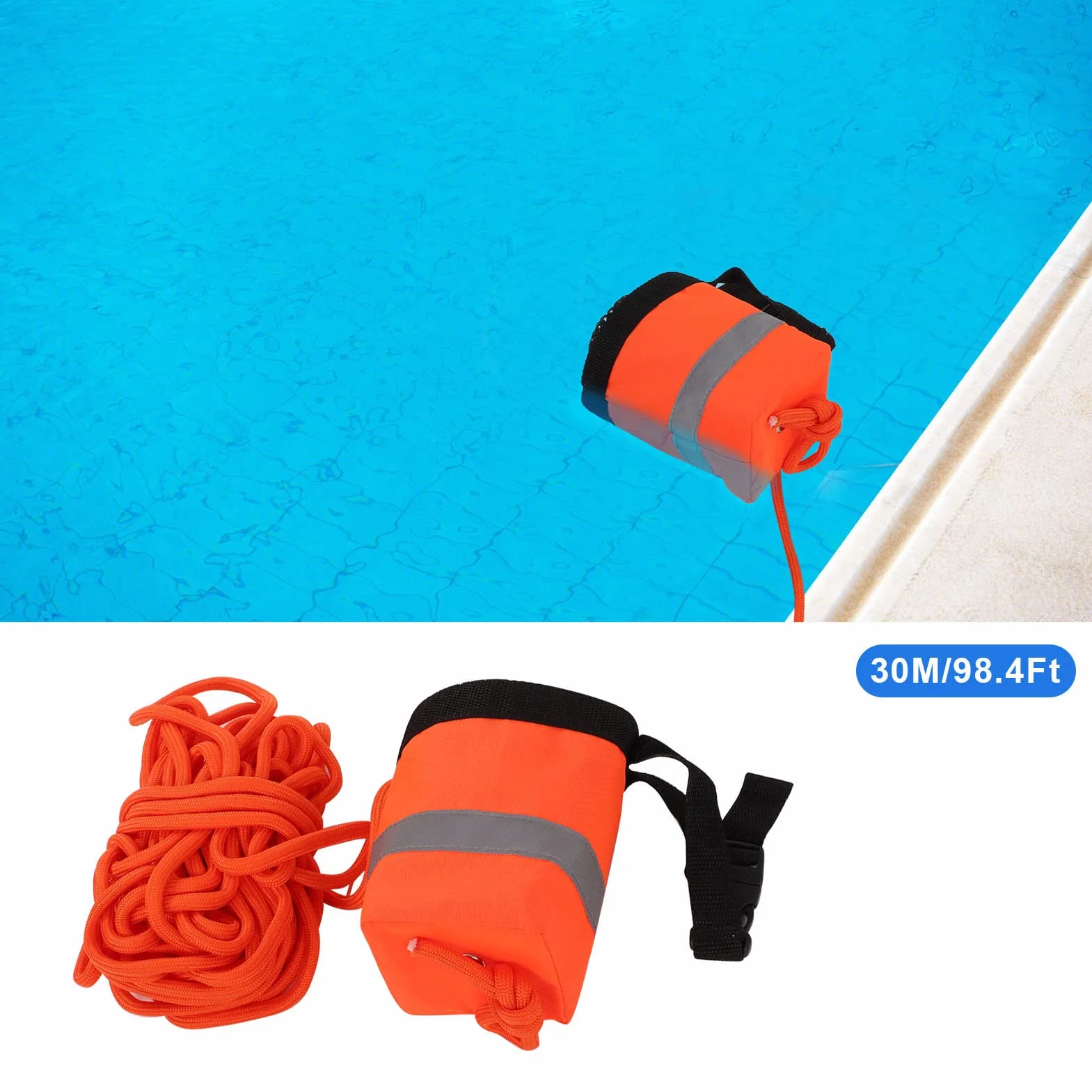 Bolsa de Rescate con Cuerda Flotante 49,2/98,4 pies 3/10 Pulgadas para Kayak Rafting Equipo de Seguridad