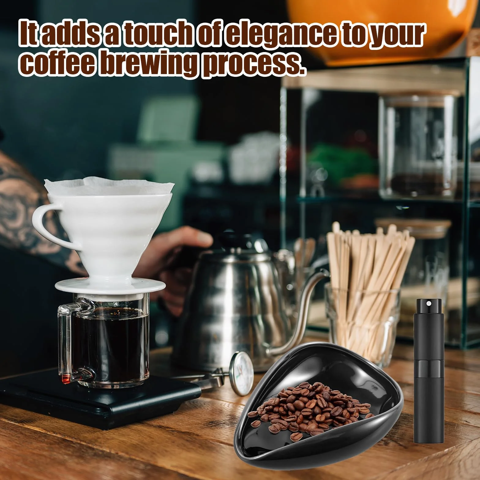 2 Piezas Taza Dosificadora de Granos de Café Accesorios de Café Accesorios de Barra de Cerámica Recipiente Dosificador de Cerámica/Bandeja Medidora de Dosis Unica Regalo Para Amantes del Café