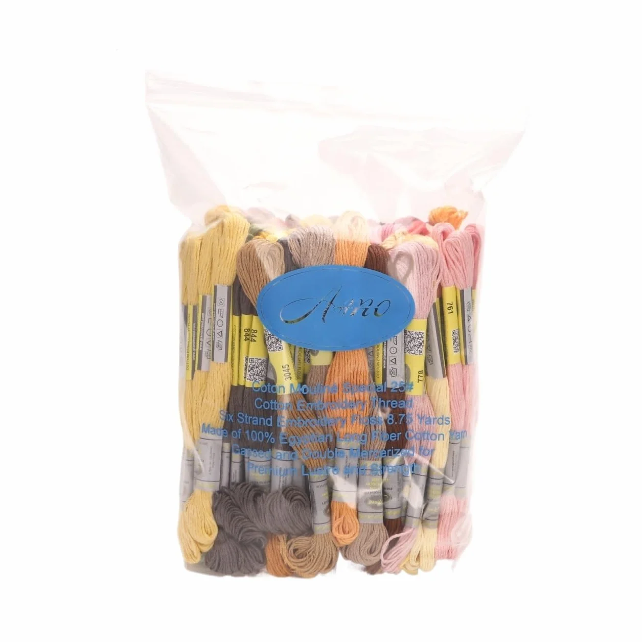 Hilo Bordar 505 colores lisos seleccionados, hilo de punto de cruz de algodón mercerizado doble, hilo de bordar, madeja de 8 metros de largo Hilos De Bordar (Color : 100 Pieces)