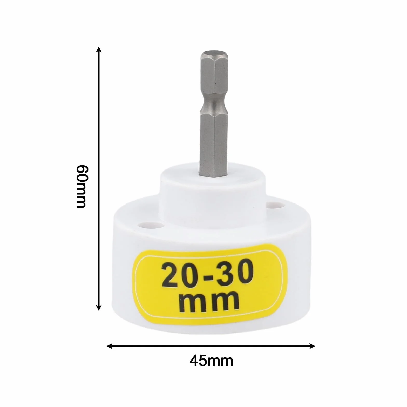 Cabezal taponador eléctrico blanco para sellado de botellas, adaptador de broca hexagonal de 1/4 pulgadas, herramienta de plástico ajustable de 10-50 mm, para operaciones de embalaje eficientes (20-30