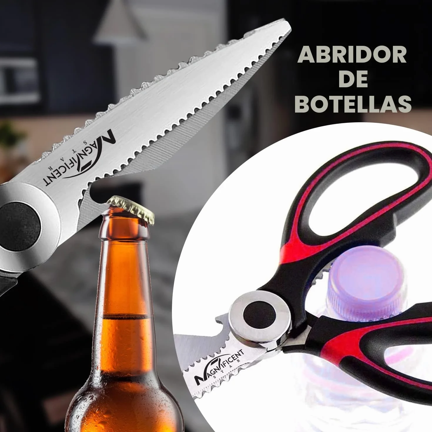 Magníficas tijeras de cocina, tijeras resistentes para uso en cocina con cubierta de seguridad y agarre suave y tijeras de utilidad multifuncionales, tijeras para cortar carne, aves de corral, hierbas