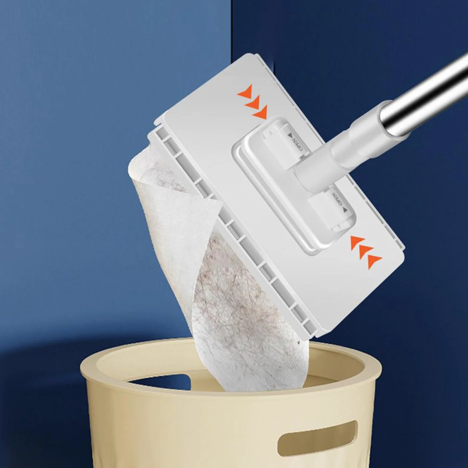 Genérico Mopa Incluye 4 Paños Reutilizables, 100×16×8,5cm Tipo Desmontable con Botón Pulsador Mopas, Fabricada En Resina De PP Y Varilla Telescópica De Acero Inoxidable, para El Hogar Y La Oficina