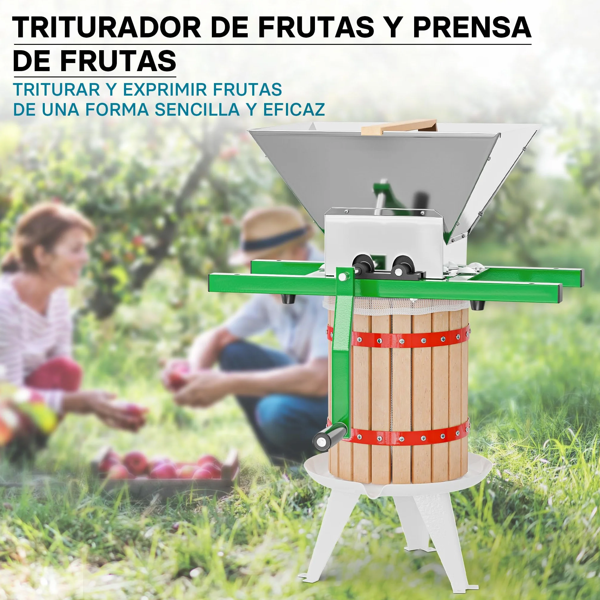 WilTec Prensa de Frutas Bayas y Mosto de 6L + triturador de Frutas y Bayas de 7L Elaboración de Bebidas