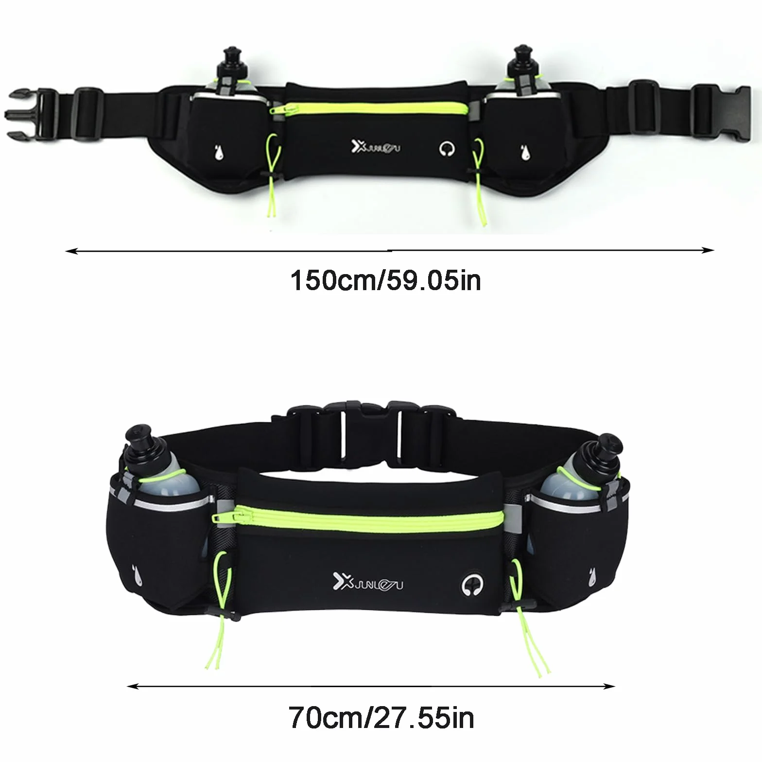 Riñonera Running Deportiva Cinturon Correr Hombre Mujer Porta Movil Deporte Walking Porta Botella Impermeable Cremallera Correa Ajustable Reflectante