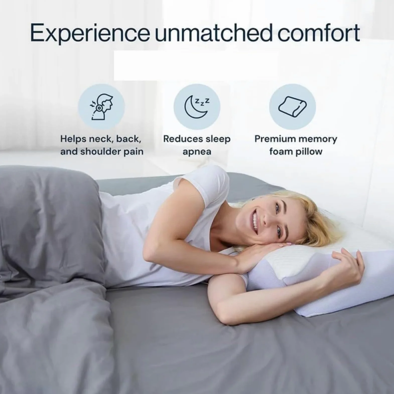 Almohada Dormax - Almohada Ergonómica De Memoria para Dormir Lateral Y Supina,Alivia Dolor De Cuello Y Espalda, Funda Extraíble Lavable,Rebote Lento Protege El Cuello (Blanco)