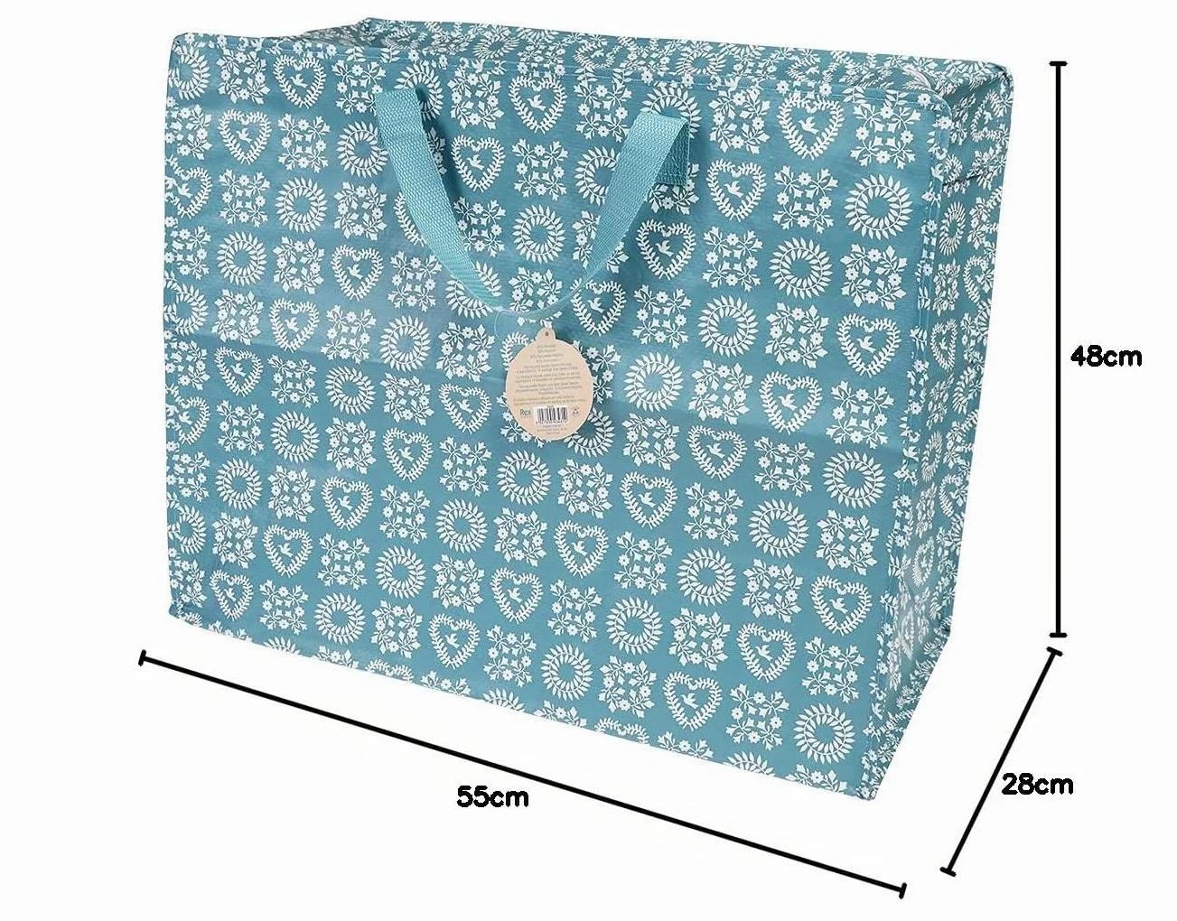 Bolsa de almacenamiento grande con cremallera, resistente y duradera, 55 x 48 x 28 cm, 70 l, diseño a elegir (azul amistad)