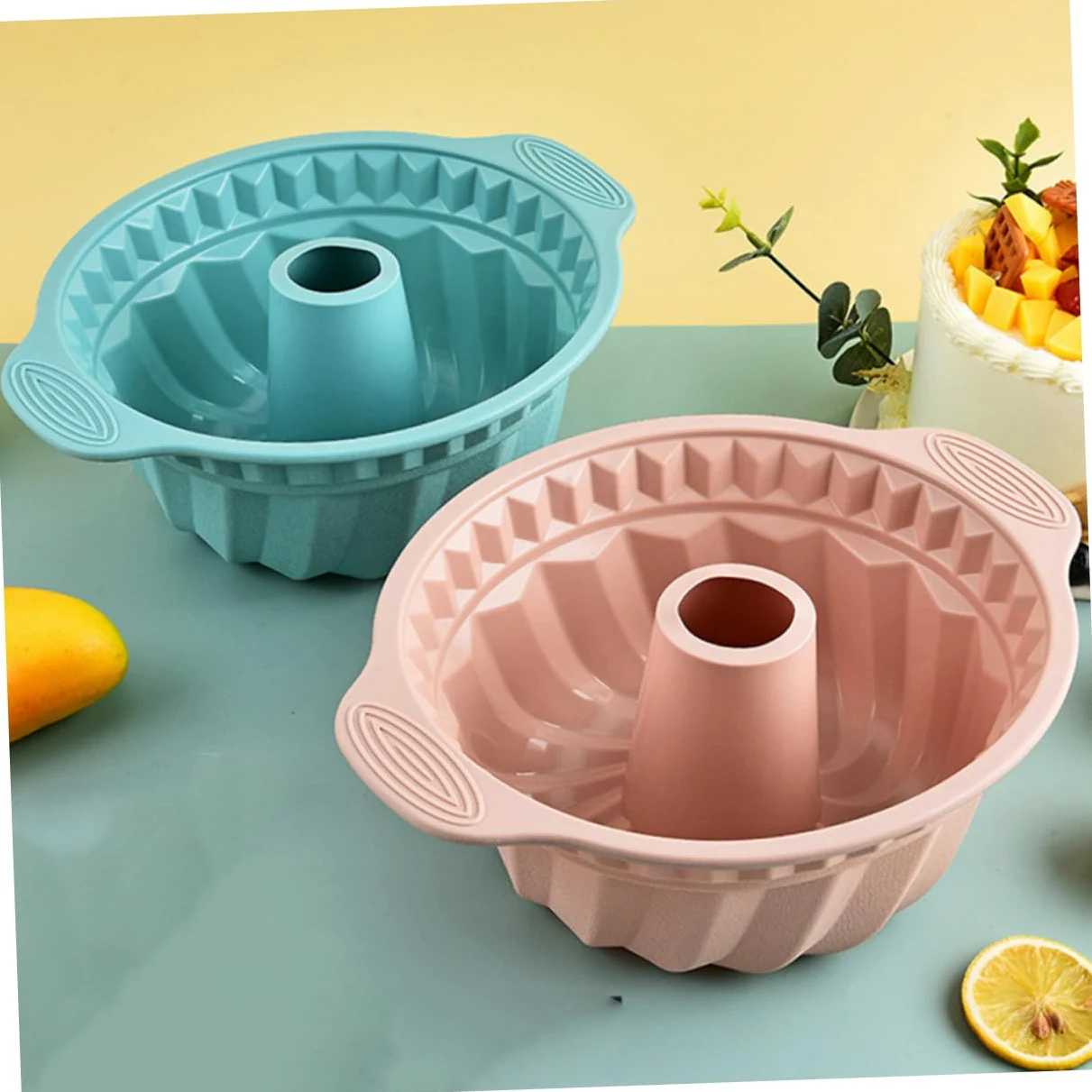 Mobestech 3piezas Molde Redondo De Silicona para Pasteles Antiadherente para Hornear Mousse De Herramientas para Hornear Pastel Casa Molde De Tubo Acanalado para Bizcochos